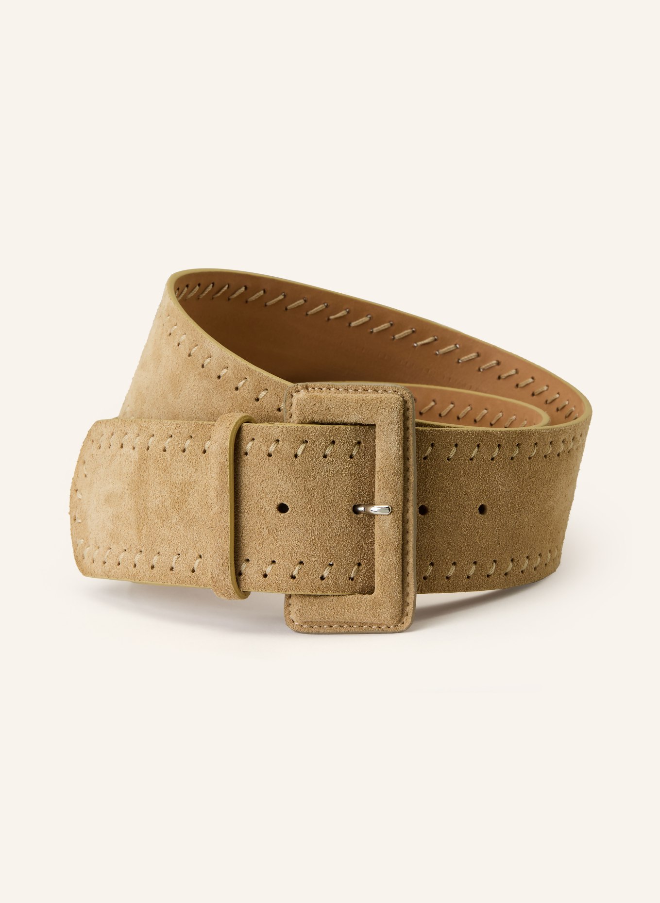 Reptile's House leather belt: BEIGE / SILVER