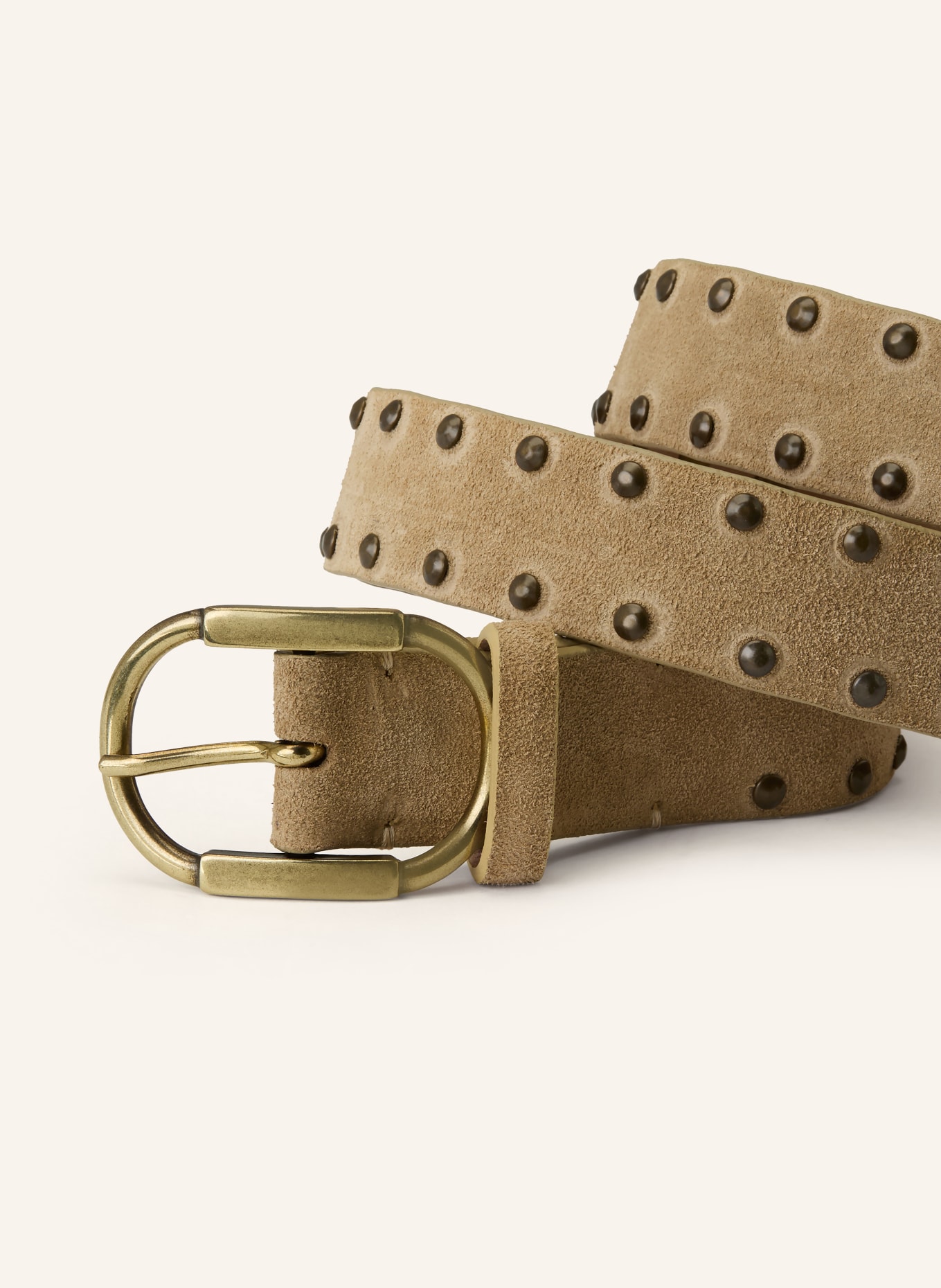 Reptile's House Leather belt with studs: LIGHT BROWN / GOLD