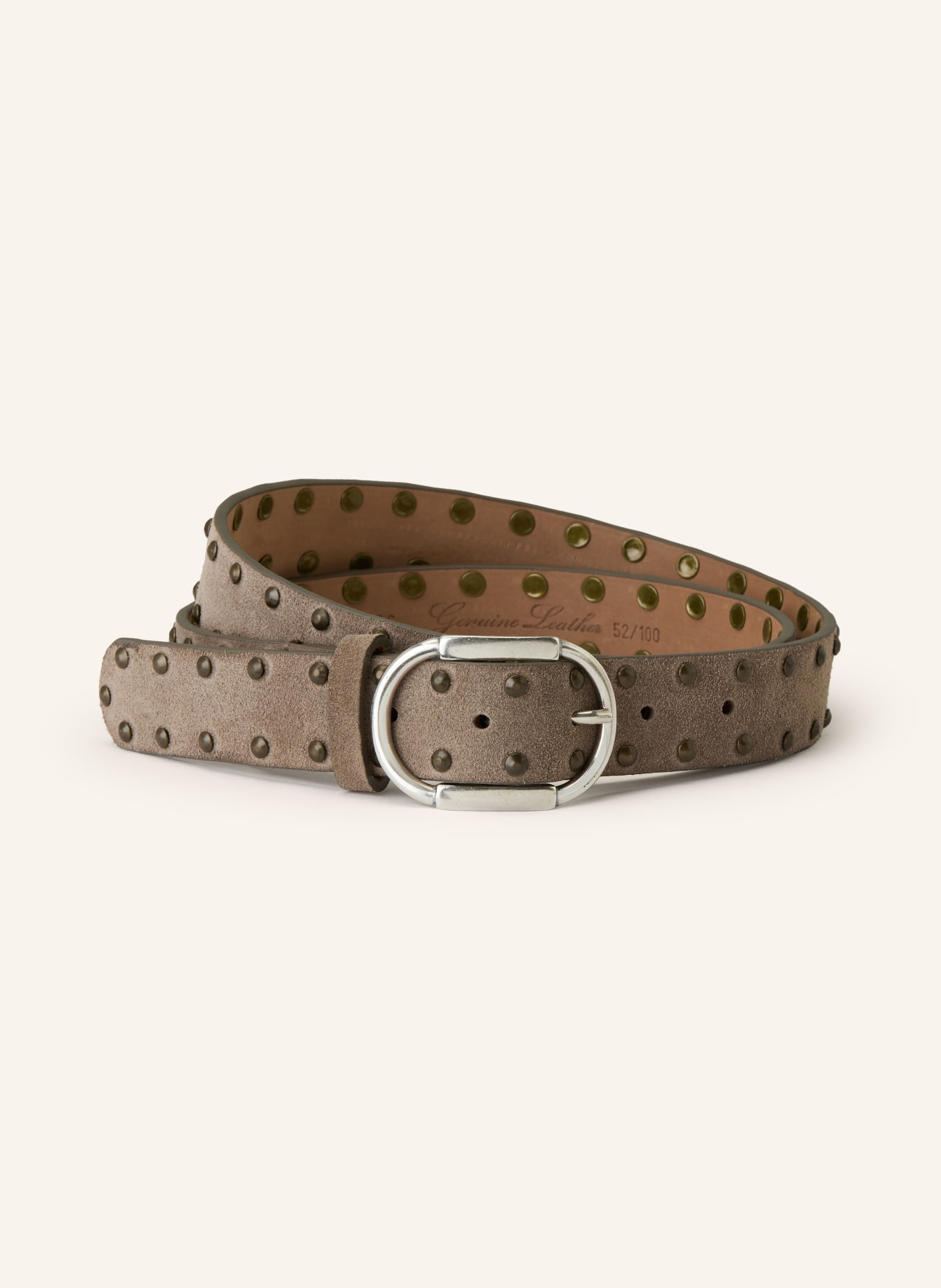 Reptile's House Leather belt with studs: TAUPE / SILVER / GOLD