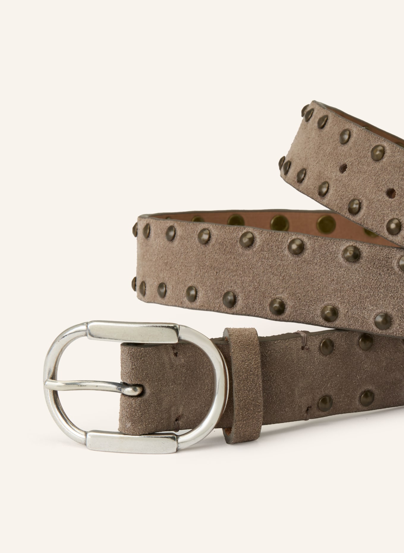 Reptile's House Leather belt with studs: TAUPE / SILVER / GOLD