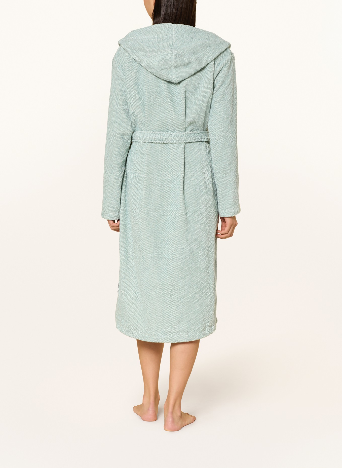 Marc O'Polo Dámský župan s kapucí: SVĚTLE ZELENÁ / BÍLÁ