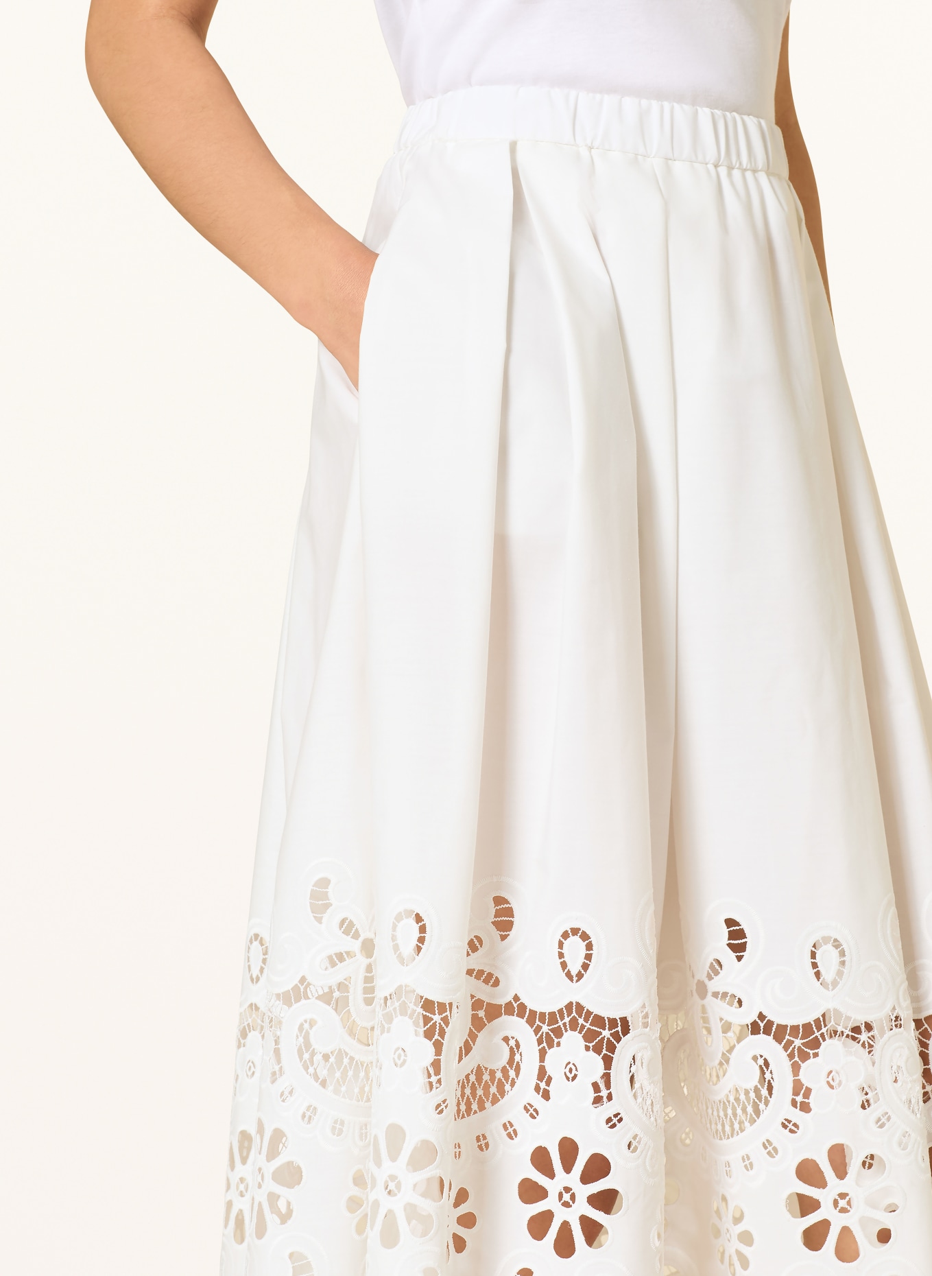 Stylein Rock mit Lochspitze: ECRU