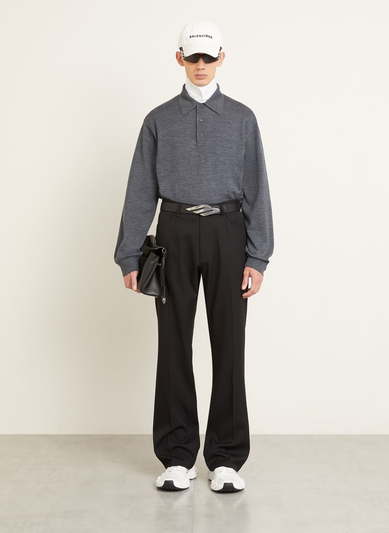 BALENCIAGA Dzianinowa koszulka polo: SZARY