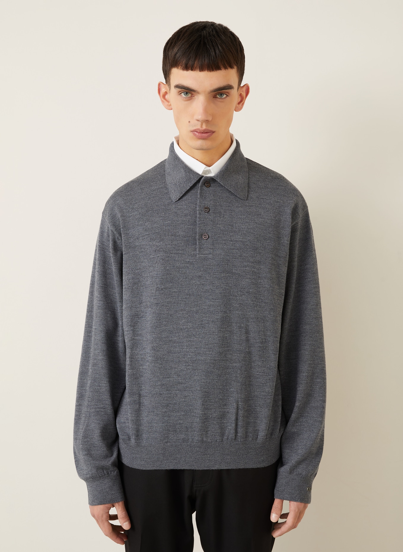 BALENCIAGA Dzianinowa koszulka polo: SZARY