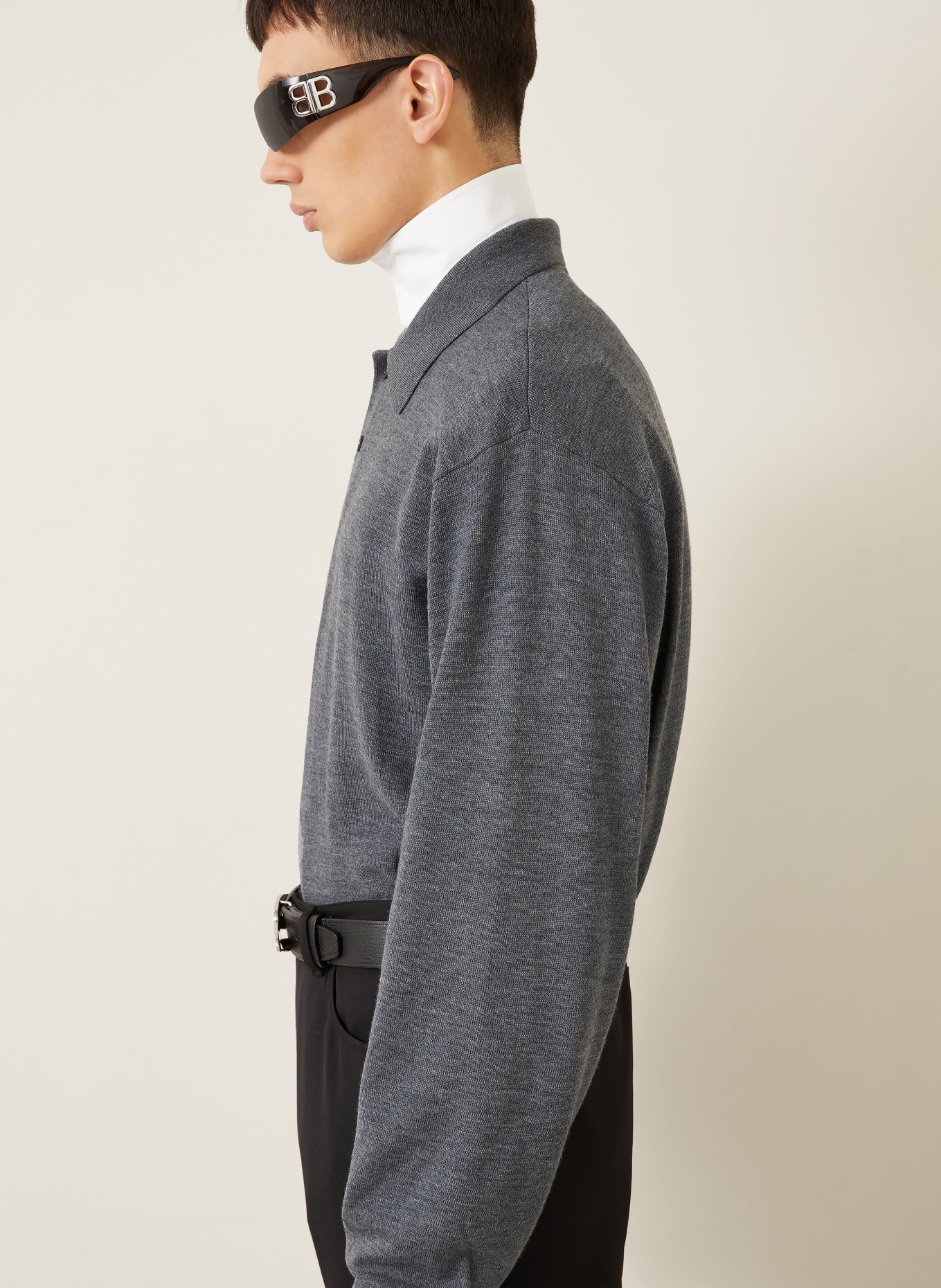 BALENCIAGA Dzianinowa koszulka polo: SZARY