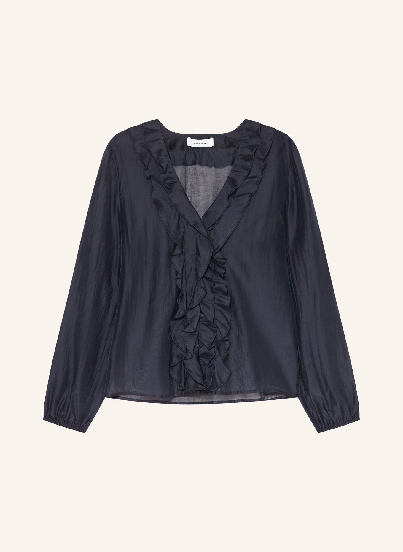 comma Blusenshirt mit Volants: DUNKELBLAU