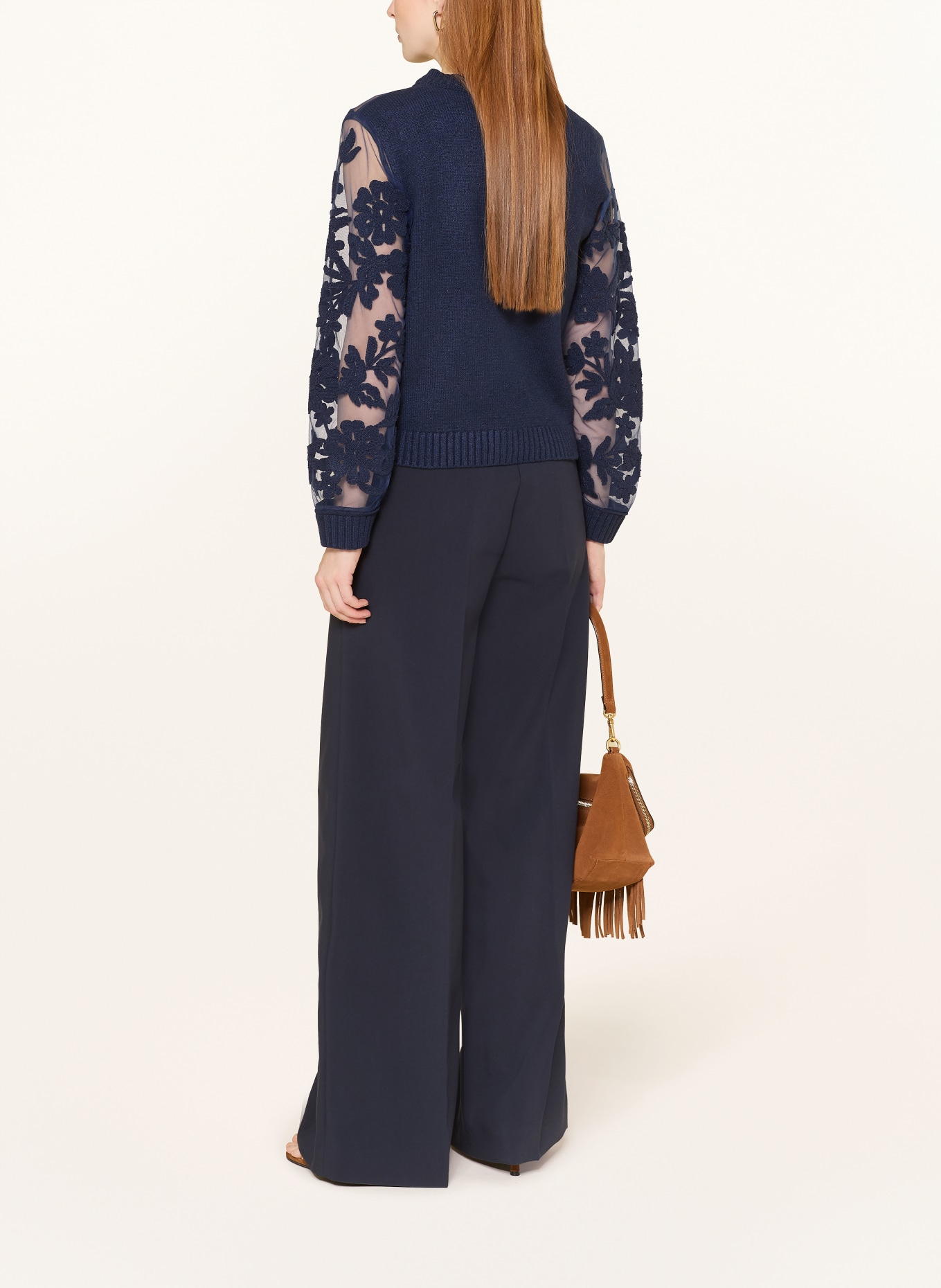 Rich & Royal Kardigan z mieszanki materiałów: GRANATOWY