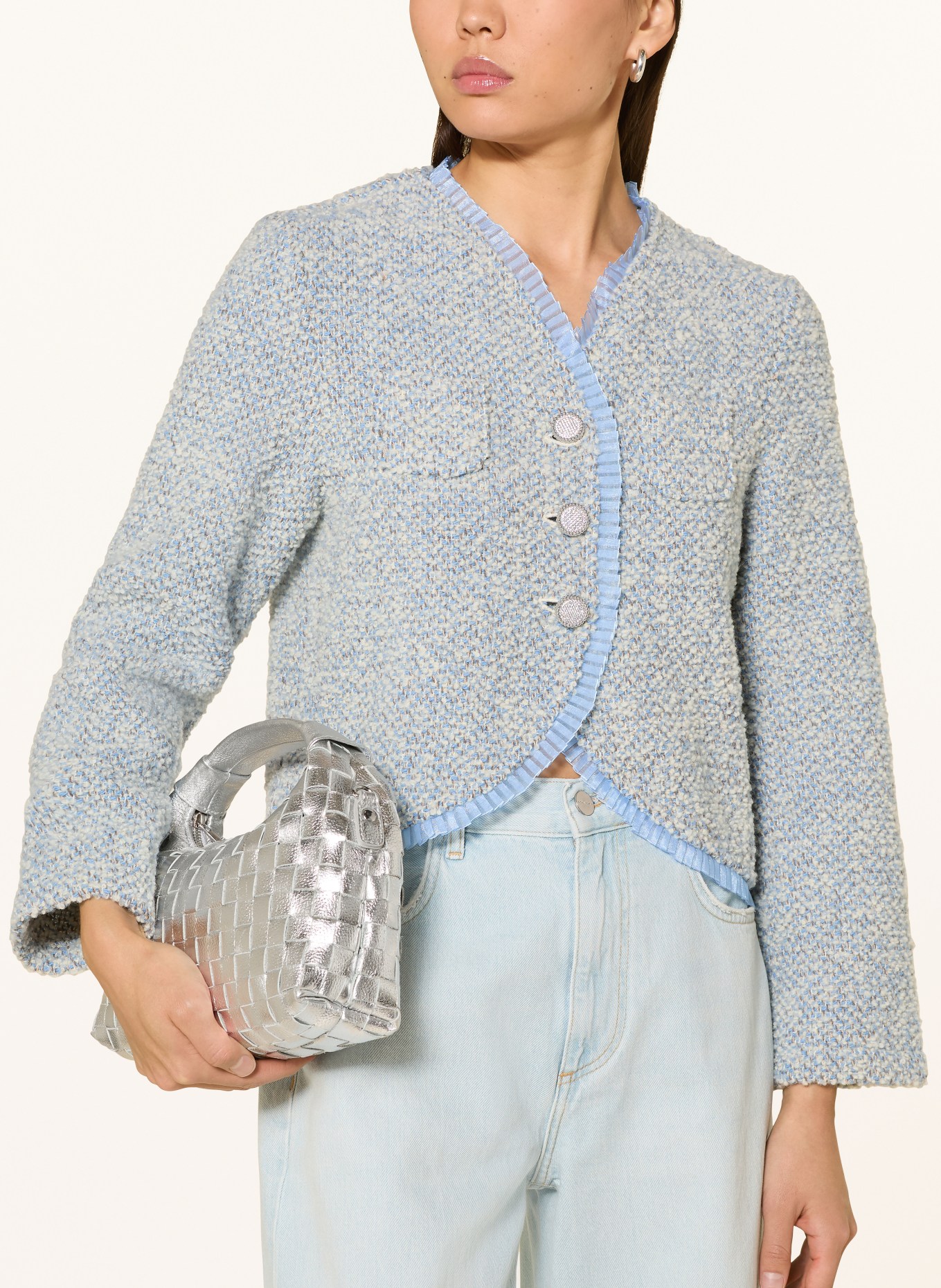 Rich & Royal Swetry z falbanami: JASNONIEBIESKI / BRĄZOWY / BIAŁY