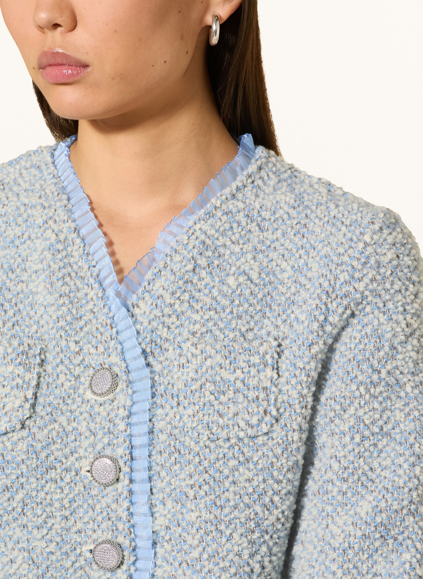 Rich & Royal Swetry z falbanami: JASNONIEBIESKI / BRĄZOWY / BIAŁY