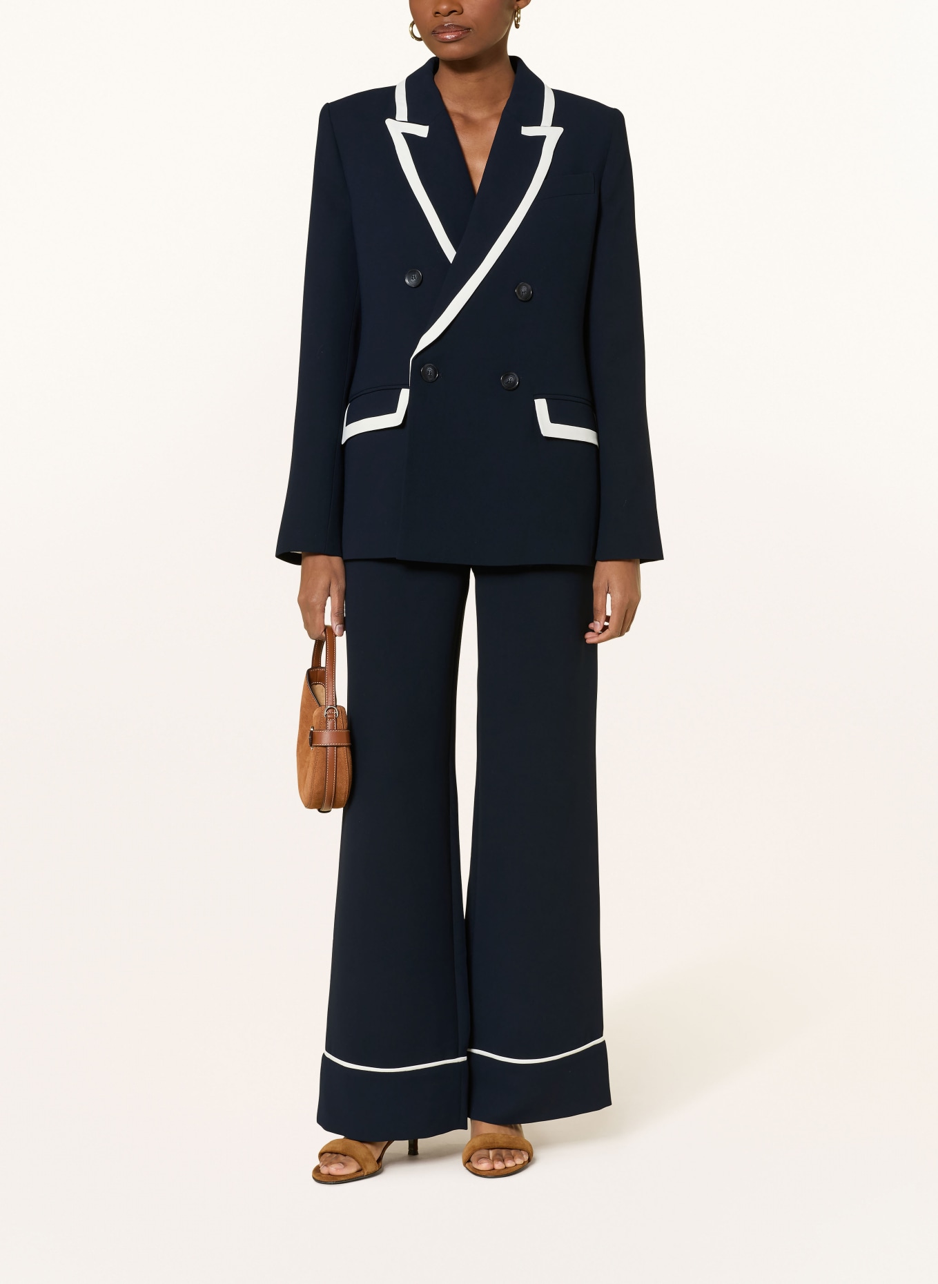 Rich & Royal Spodnie z materiału typu marlene: GRANATOWY