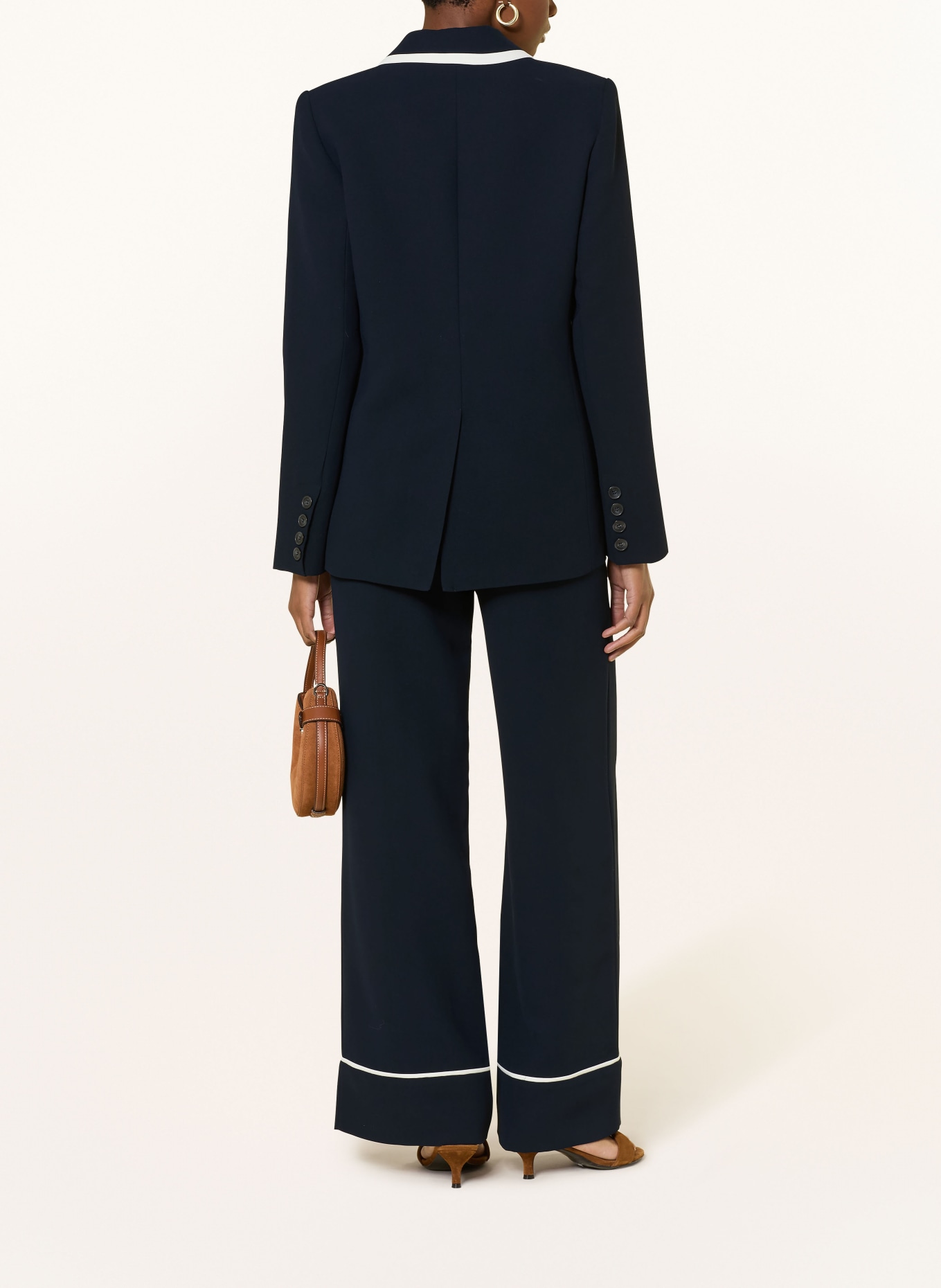 Rich & Royal Spodnie z materiału typu marlene: GRANATOWY