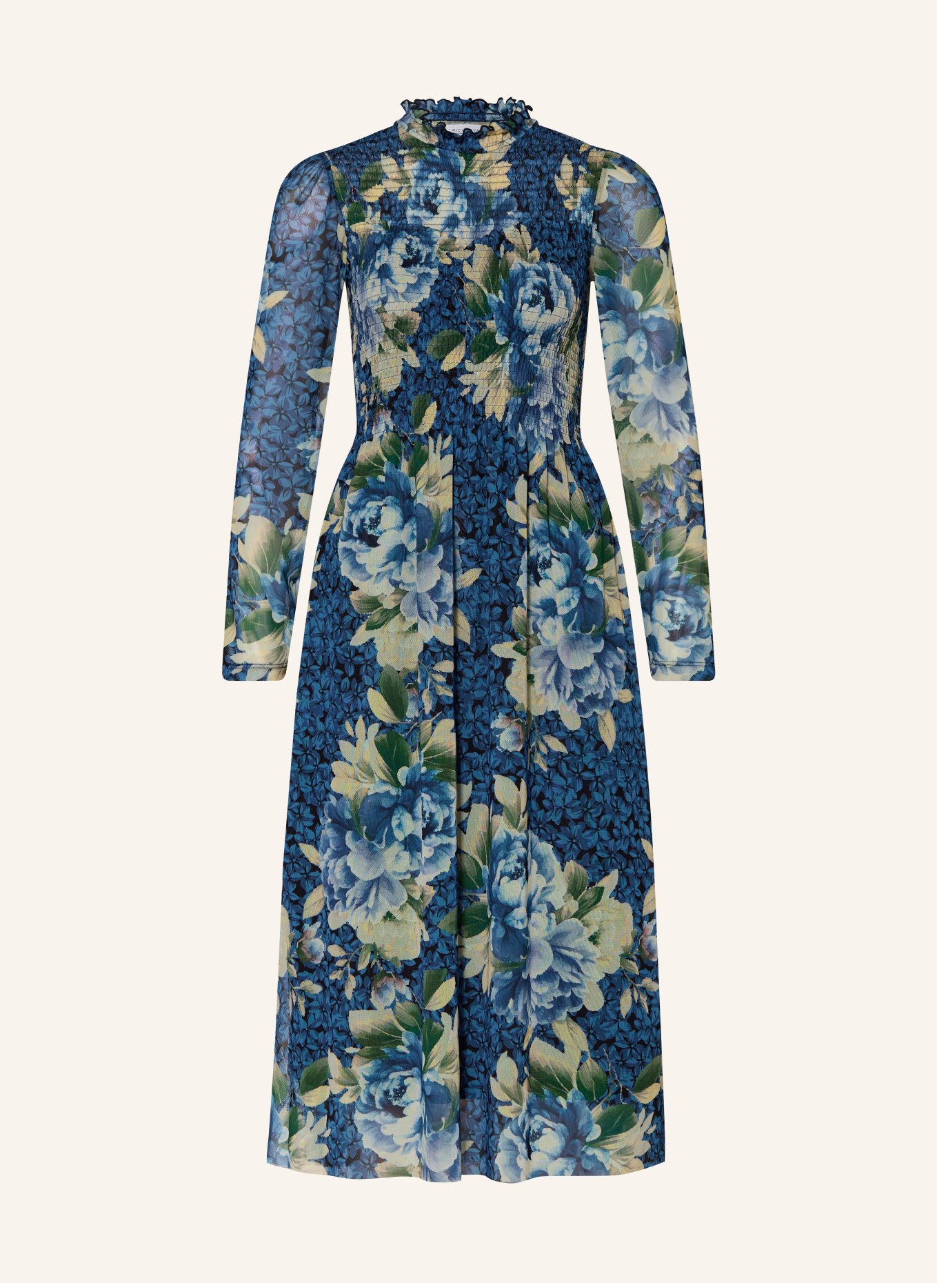 Rich & Royal Mesh-Kleid: BLAU / HELLGELB / WEISS