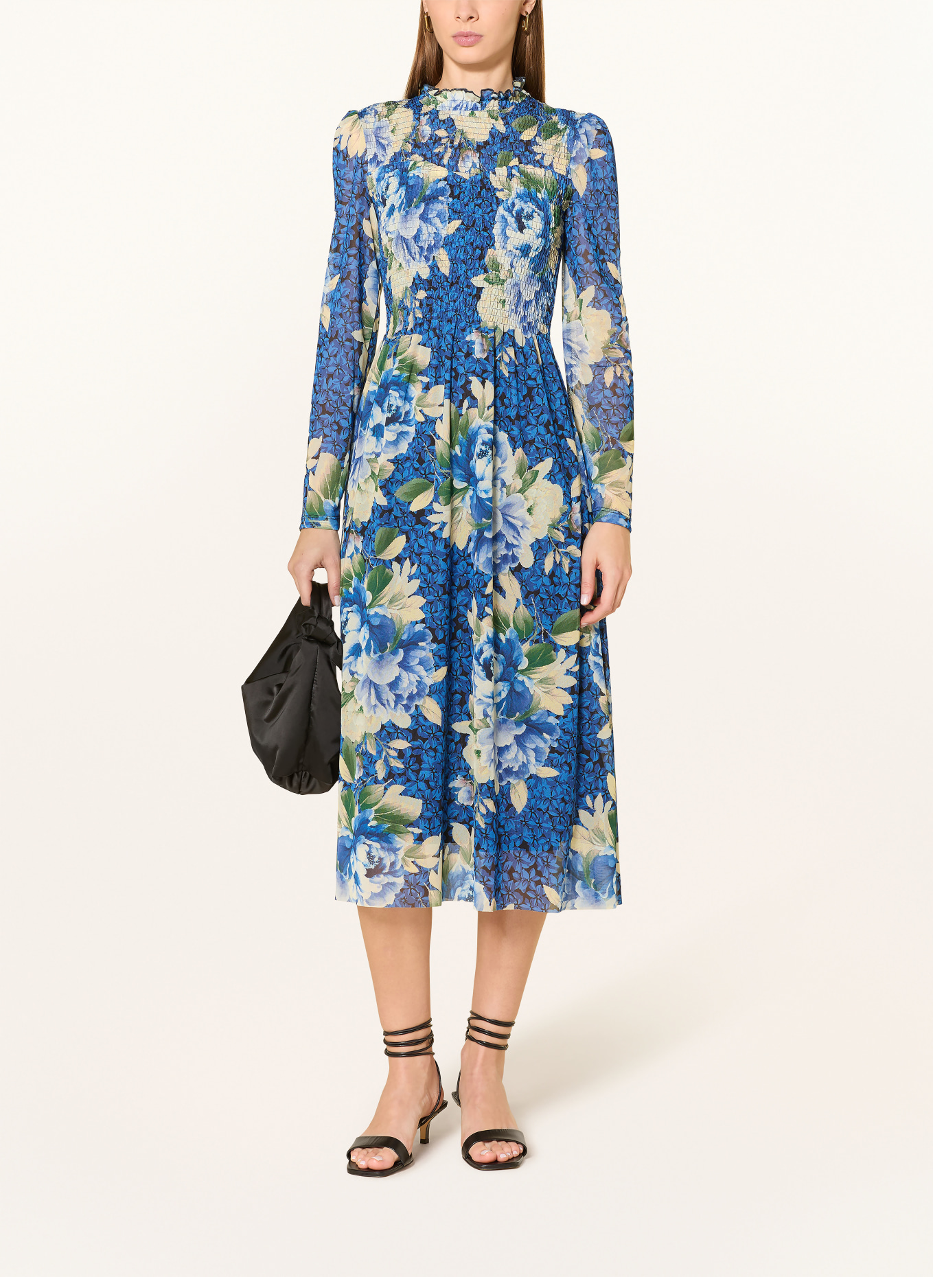 Rich & Royal Síťované šaty: MODRÁ / TMAVĚ ŽLUTÁ / BÍLÁ