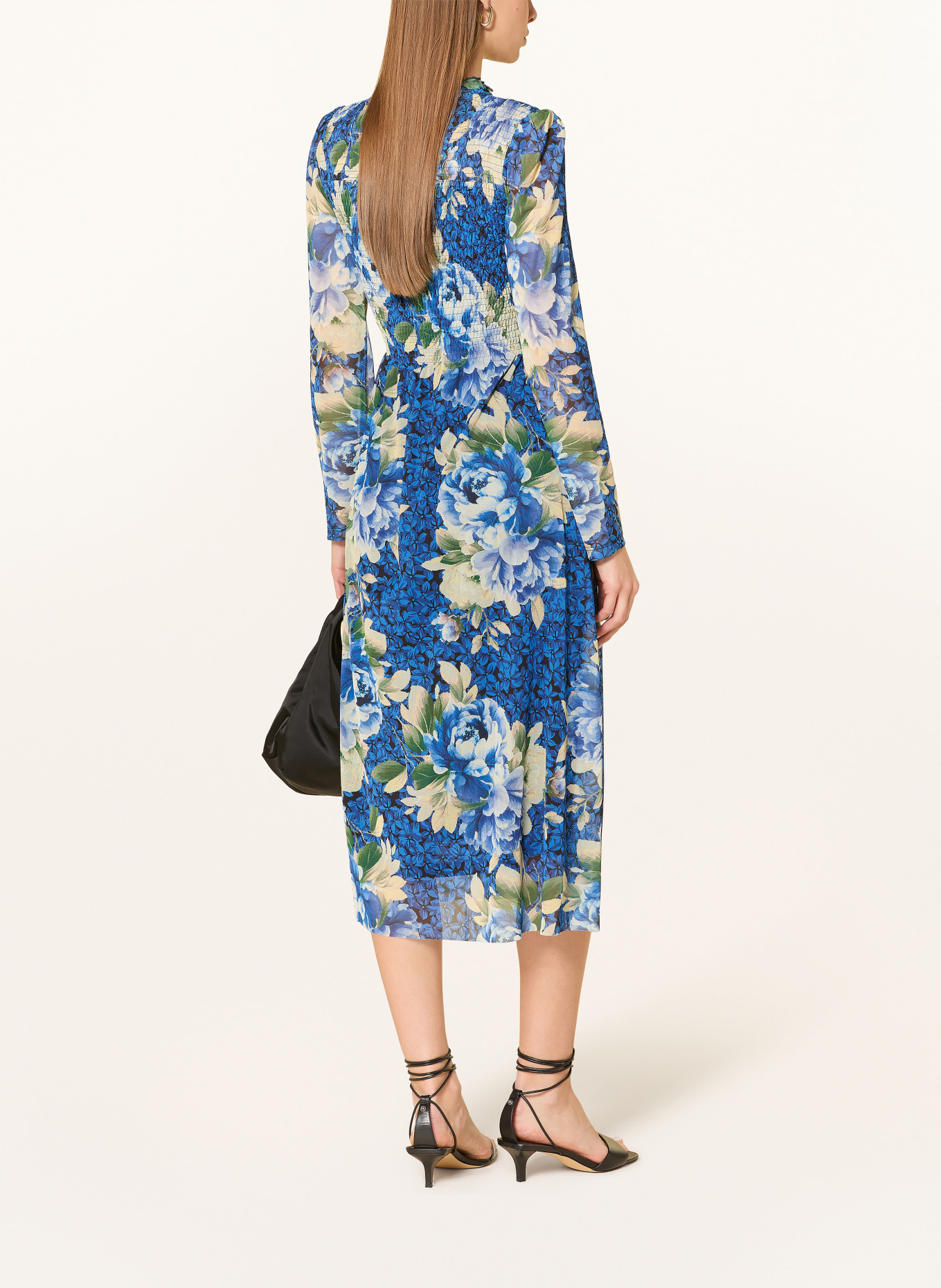 Rich & Royal Síťované šaty: MODRÁ / TMAVĚ ŽLUTÁ / BÍLÁ