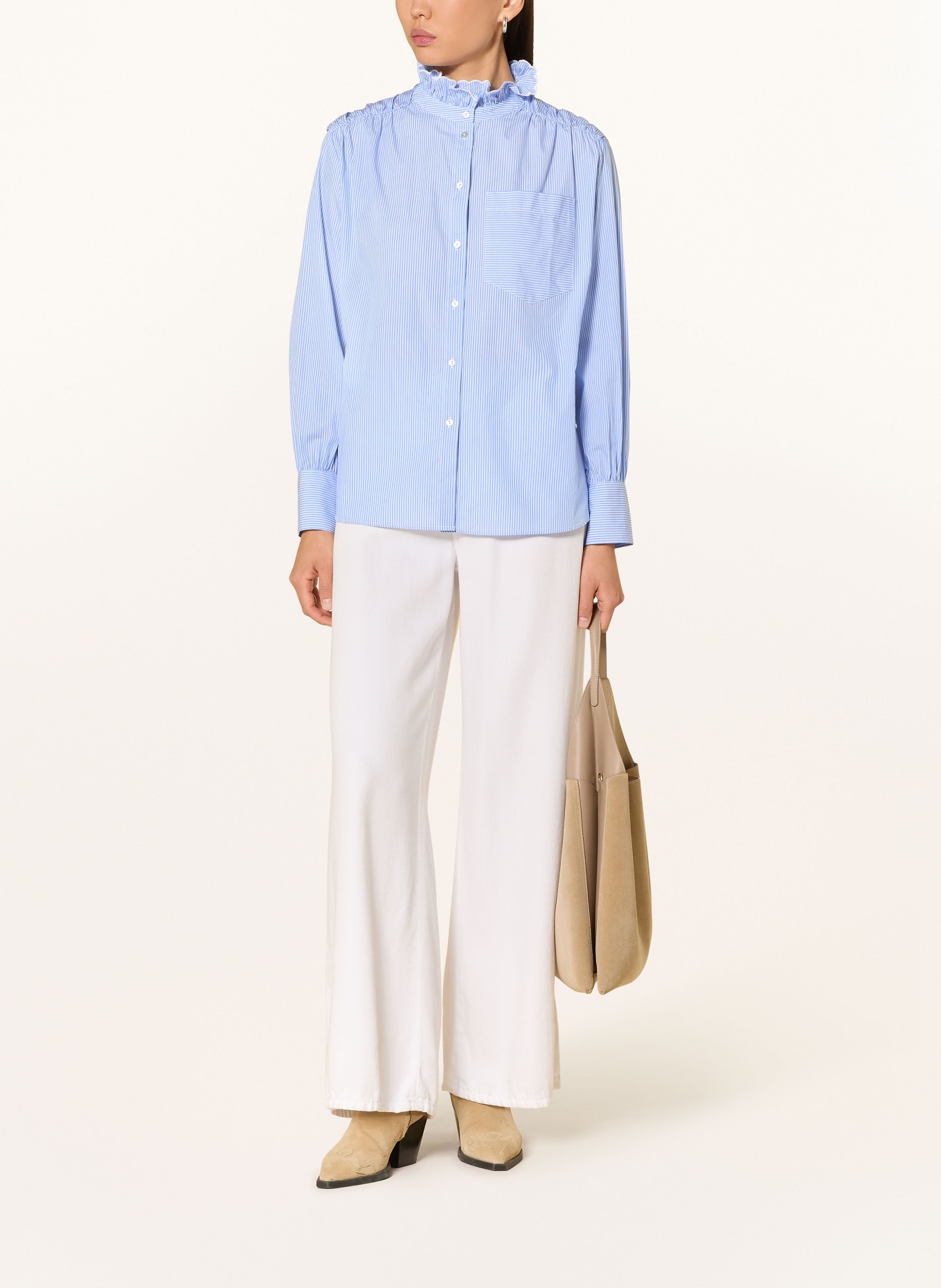 Rich & Royal Bluzka z falbanami: JASNONIEBIESKI / BIAŁY