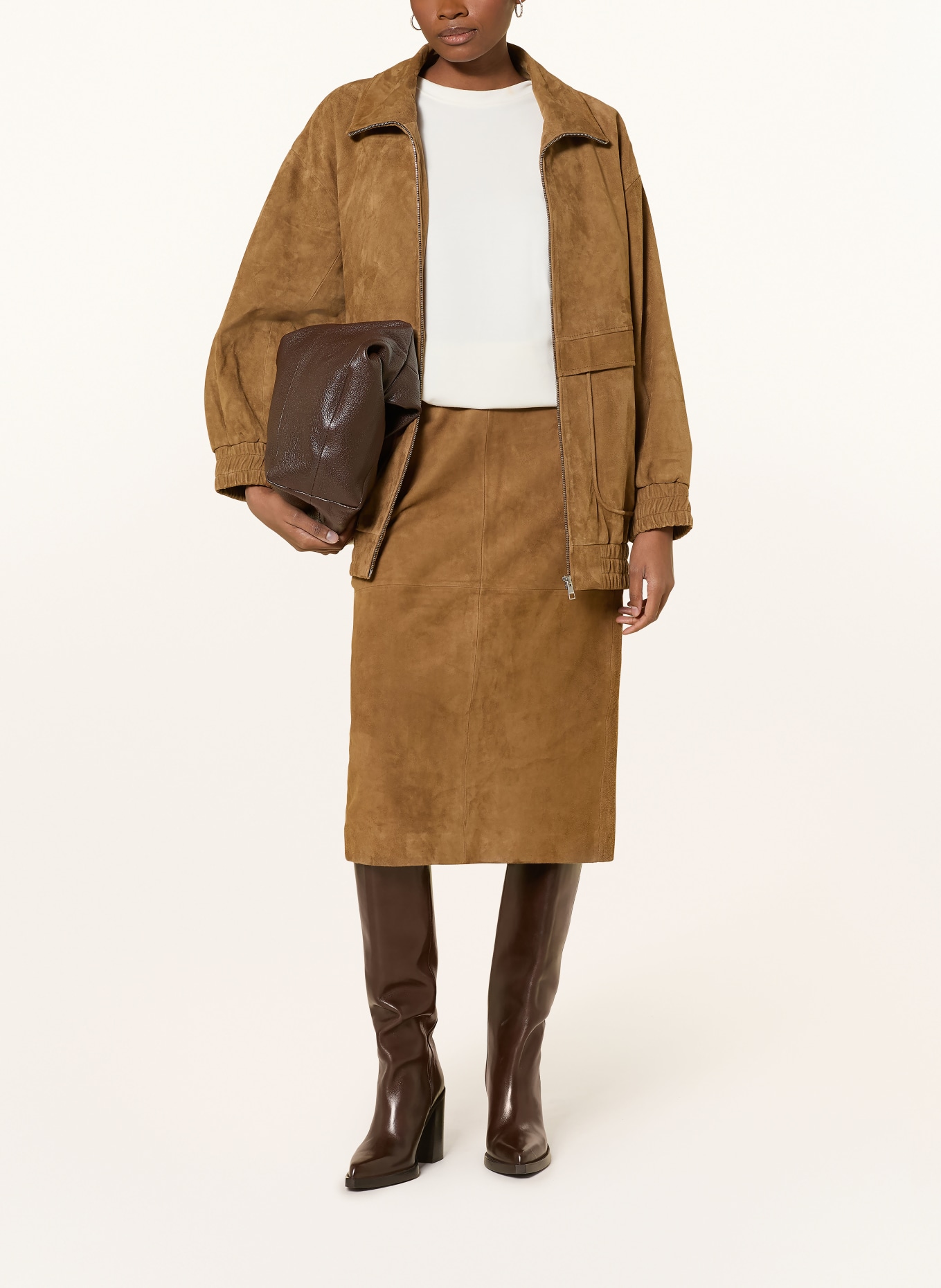 Rich & Royal kožená sukně: HNĚDÁ