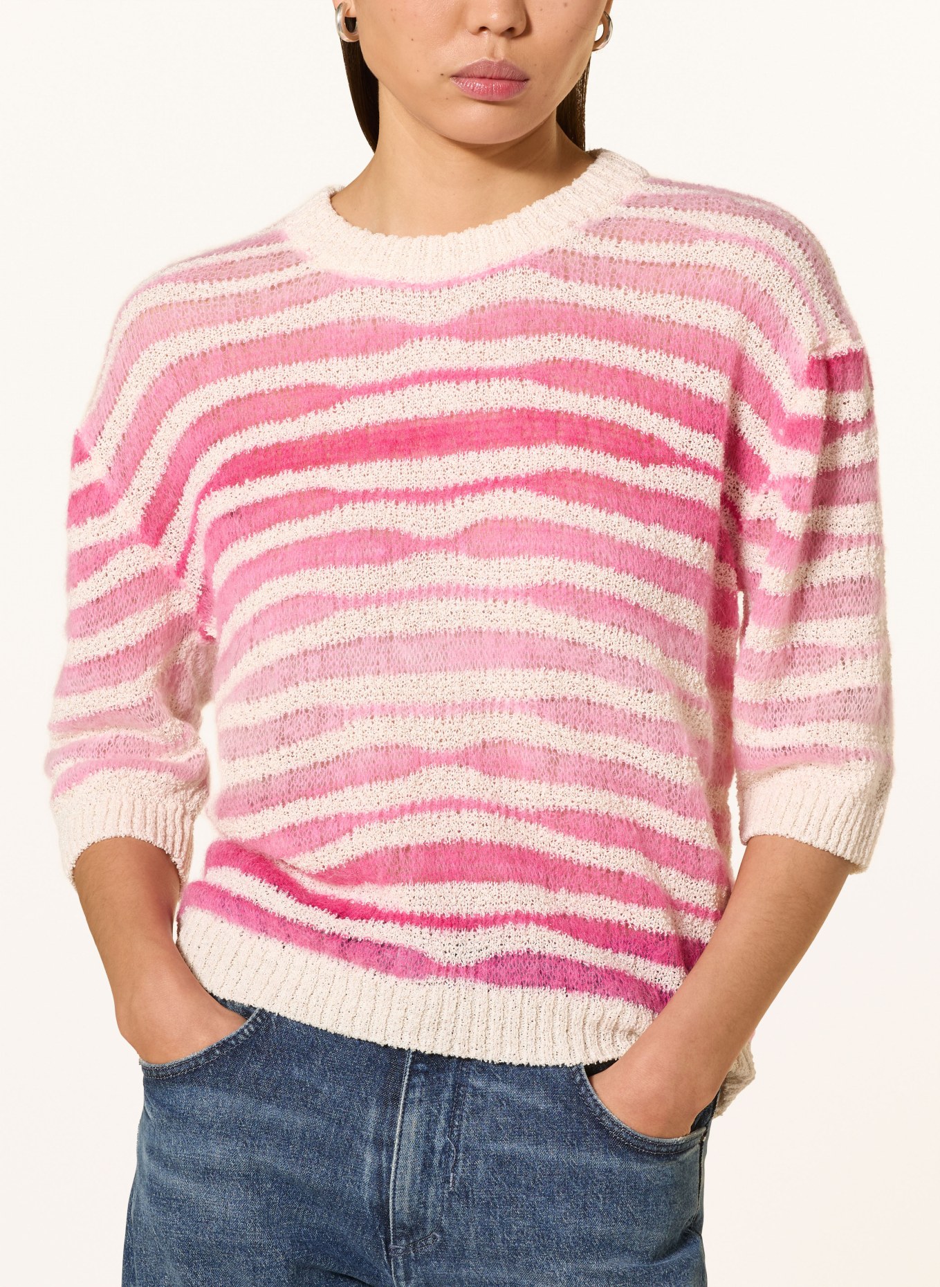 Rich & Royal Strickshirt mit Alpaka und Mohair: ROSA / WEISS