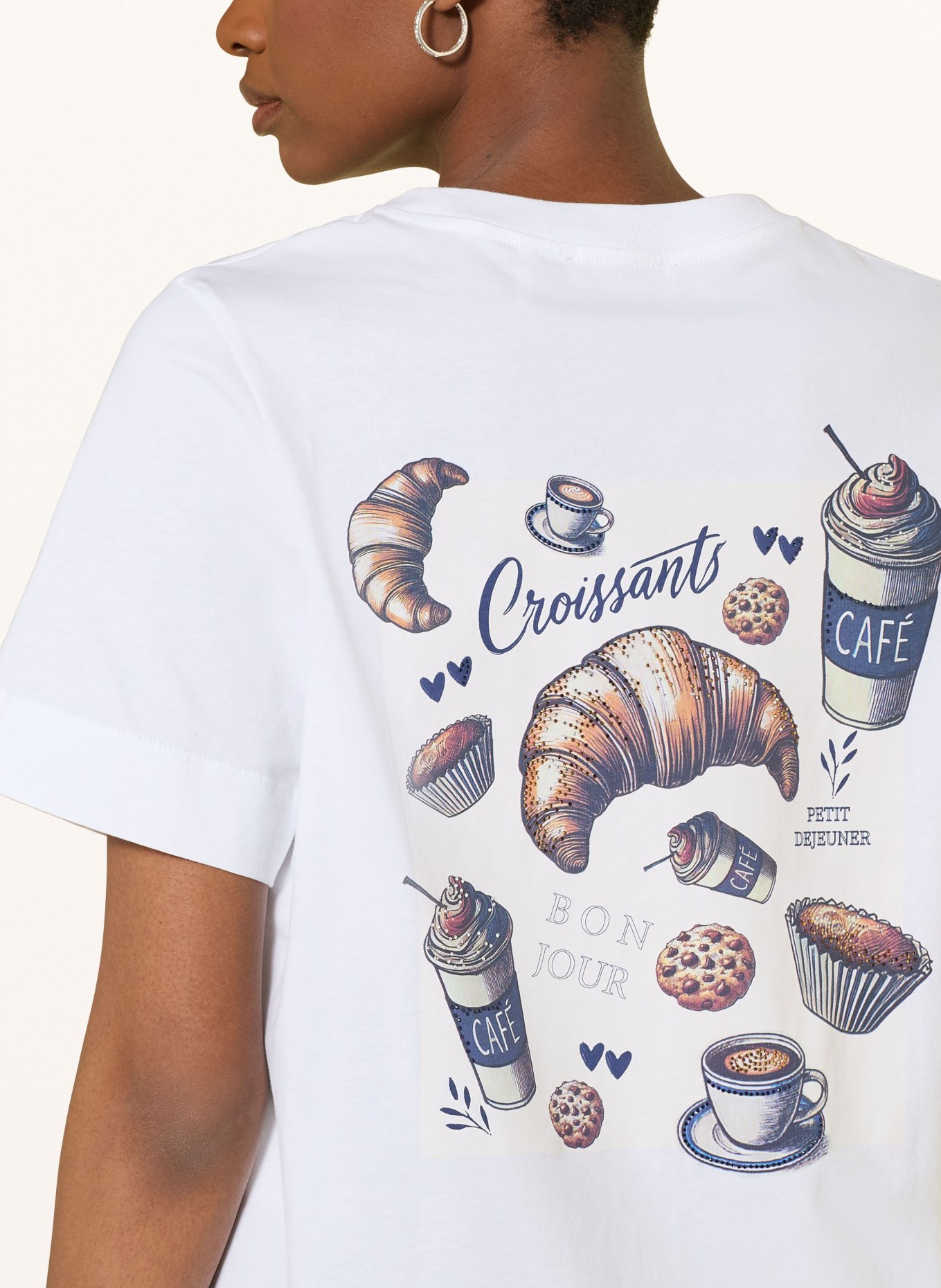 Rich & Royal T-Shirt EASY mit Schmcuksteinen: WEISS