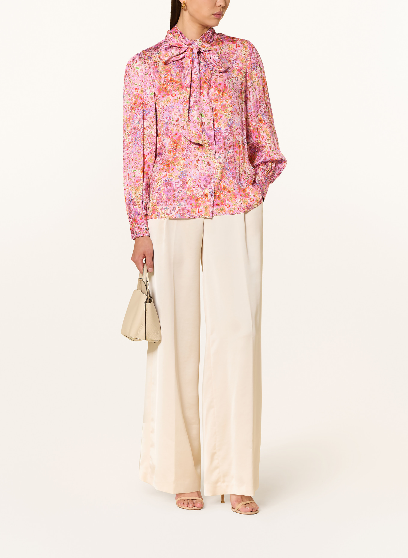 Rich & Royal Blouse with detachable bow tie: PINK / DARK PURPLE / ORANGE