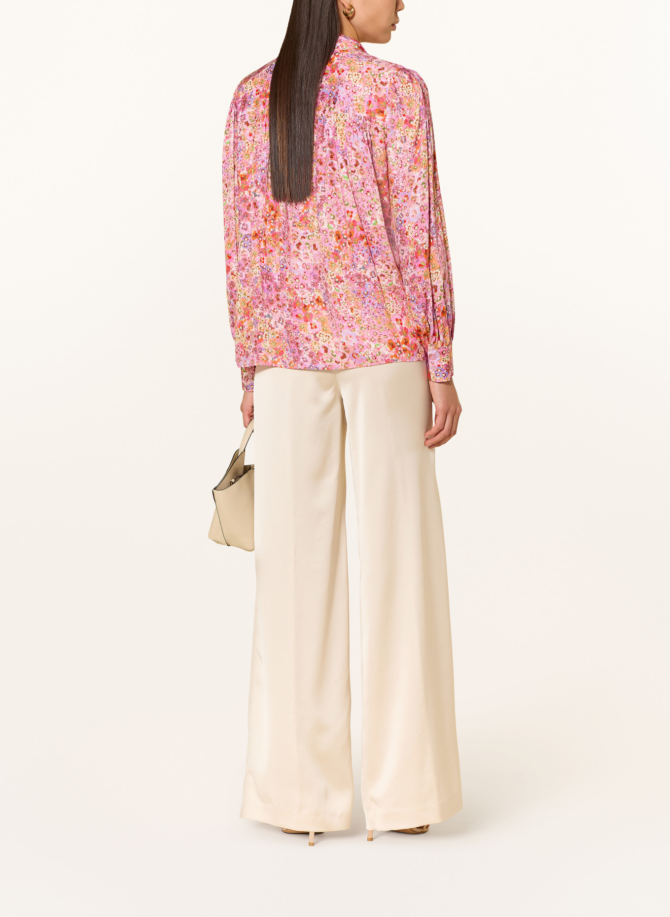 Rich & Royal Blouse with detachable bow tie: PINK / DARK PURPLE / ORANGE