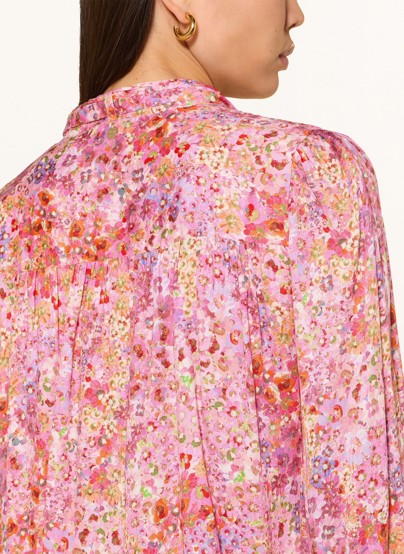 Rich & Royal Blouse with detachable bow tie: PINK / DARK PURPLE / ORANGE