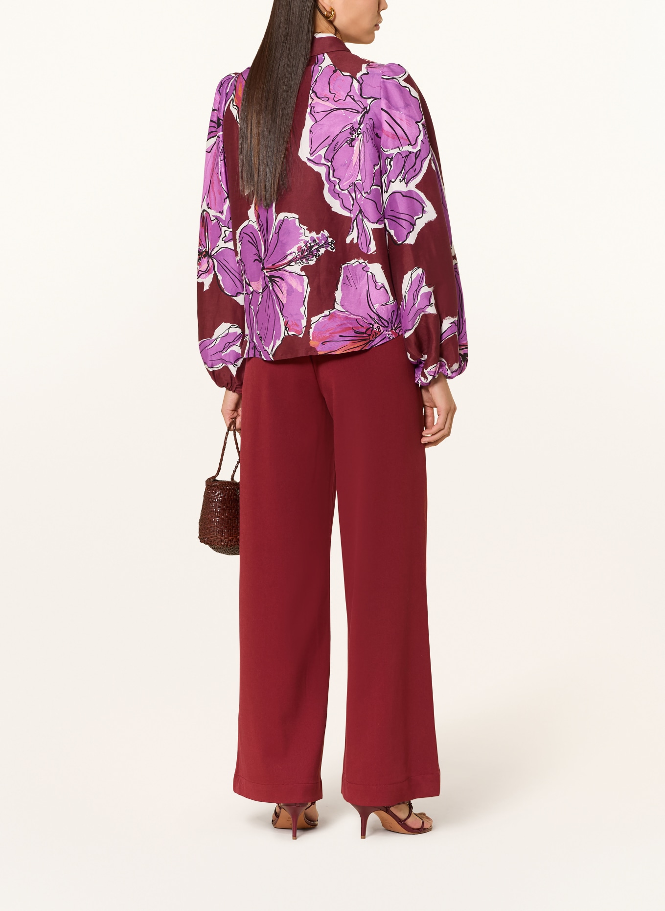 Rich & Royal Shirt blouse with linen: DARK RED / PURPLE