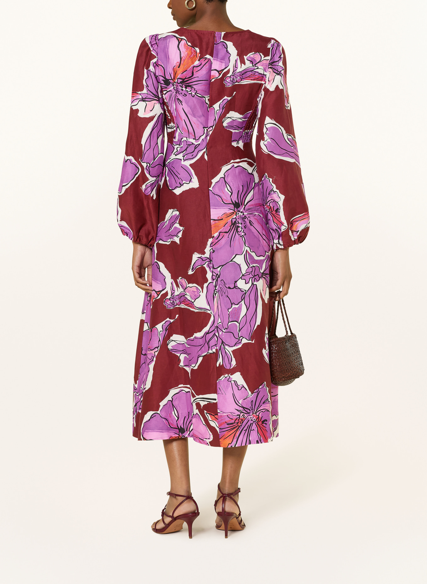 Rich & Royal Sukienka z lnu: CIEMNOCZERWONY / LILA / BIAŁY