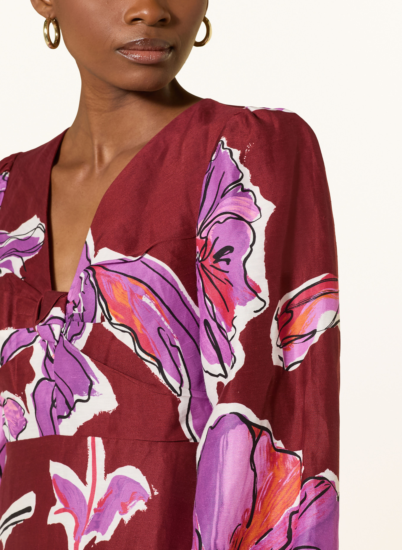 Rich & Royal Sukienka z lnu: CIEMNOCZERWONY / LILA / BIAŁY