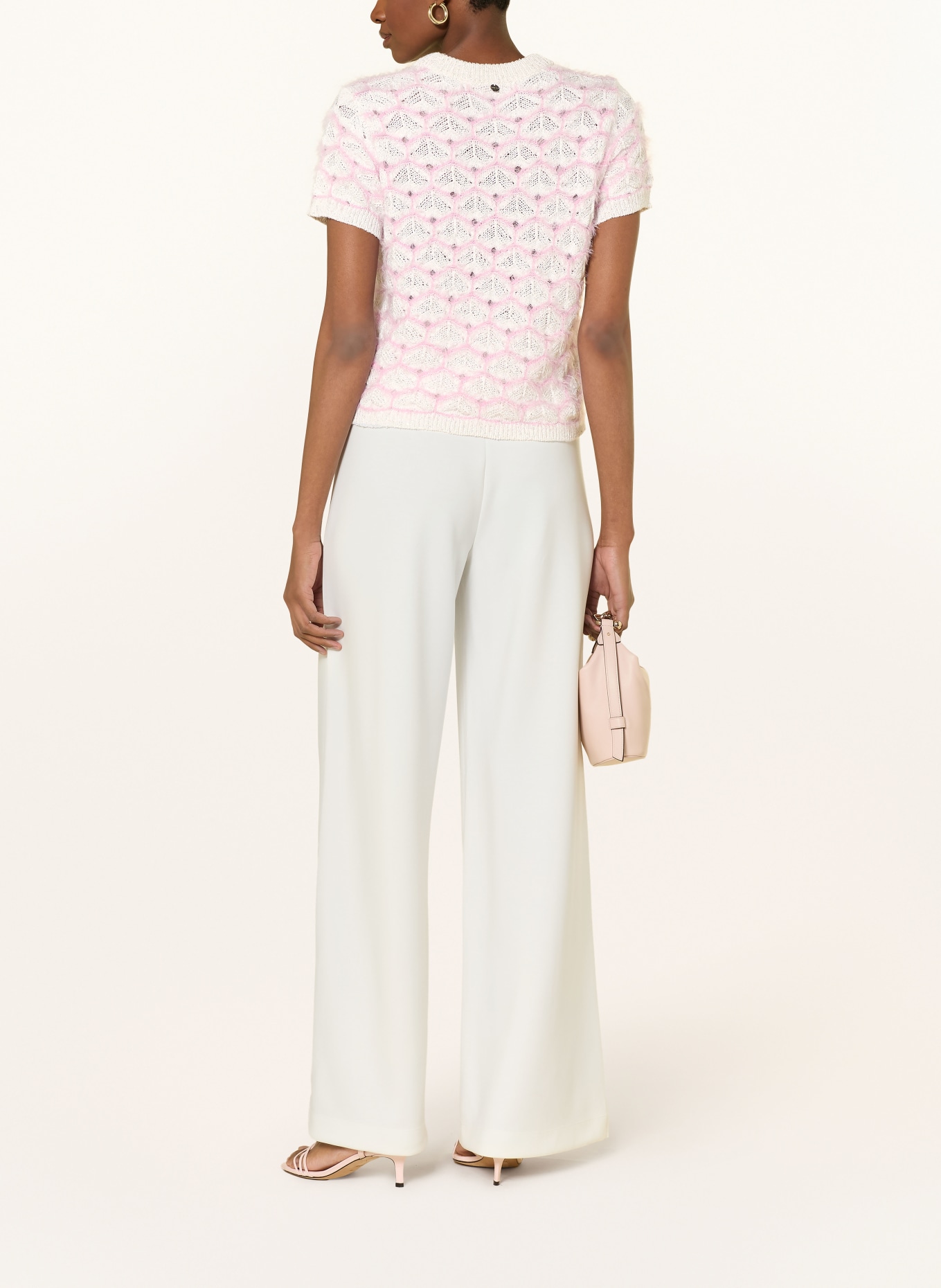 Rich & Royal Strickshirt mit Pailletten: CREME / ROSA