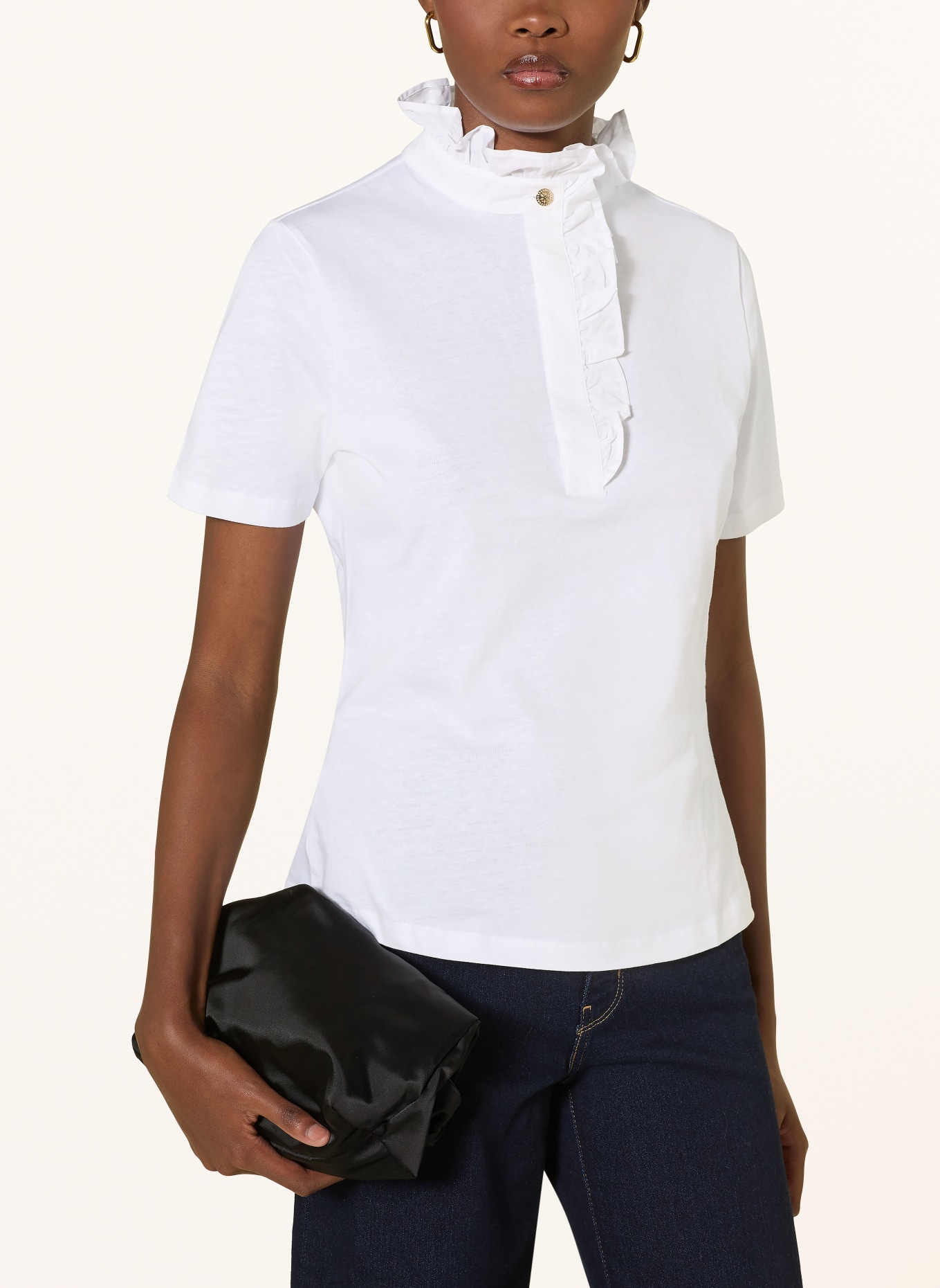 Rich & Royal T-shirt with ruffles: WHITE