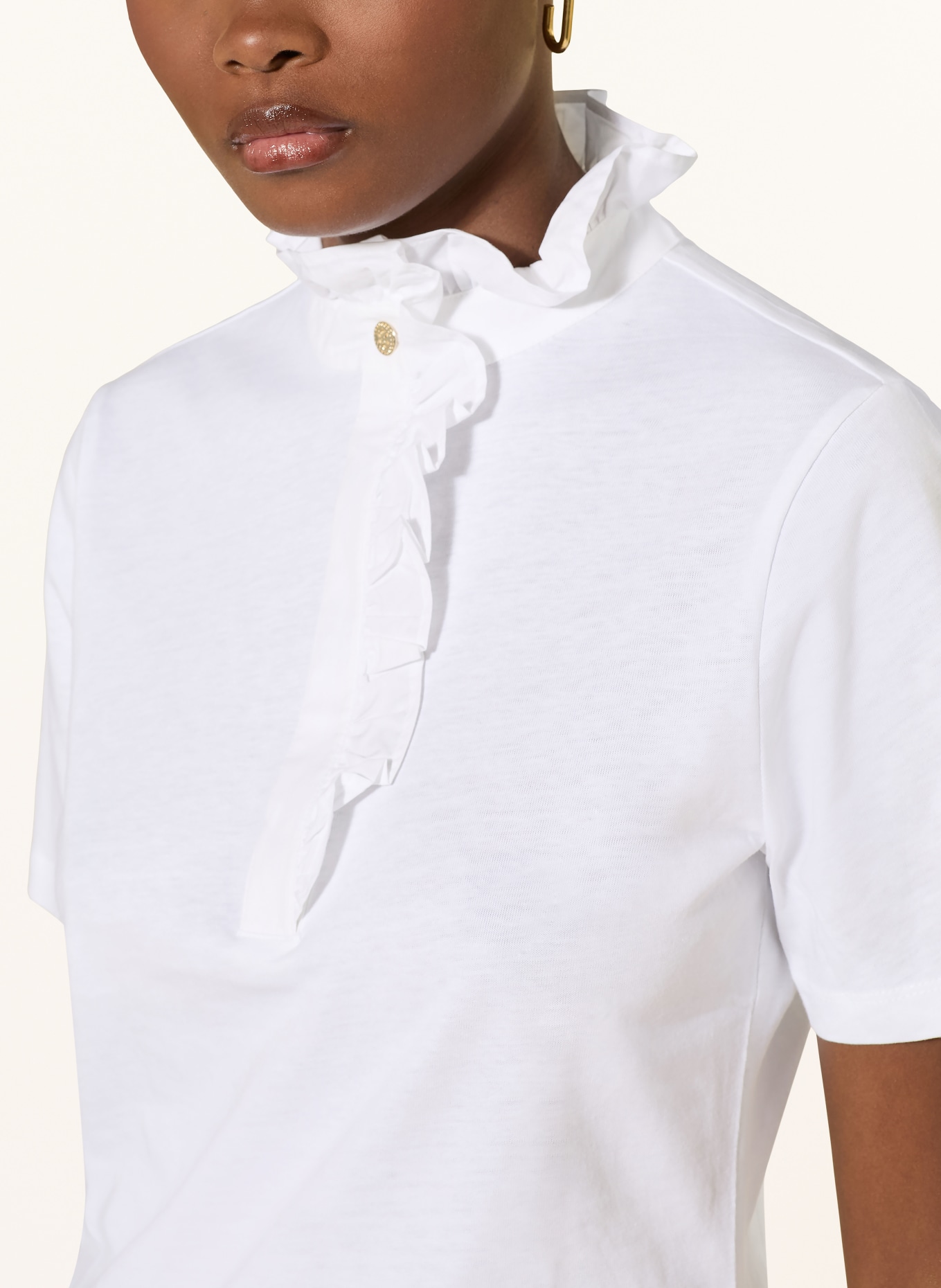 Rich & Royal T-shirt with ruffles: WHITE
