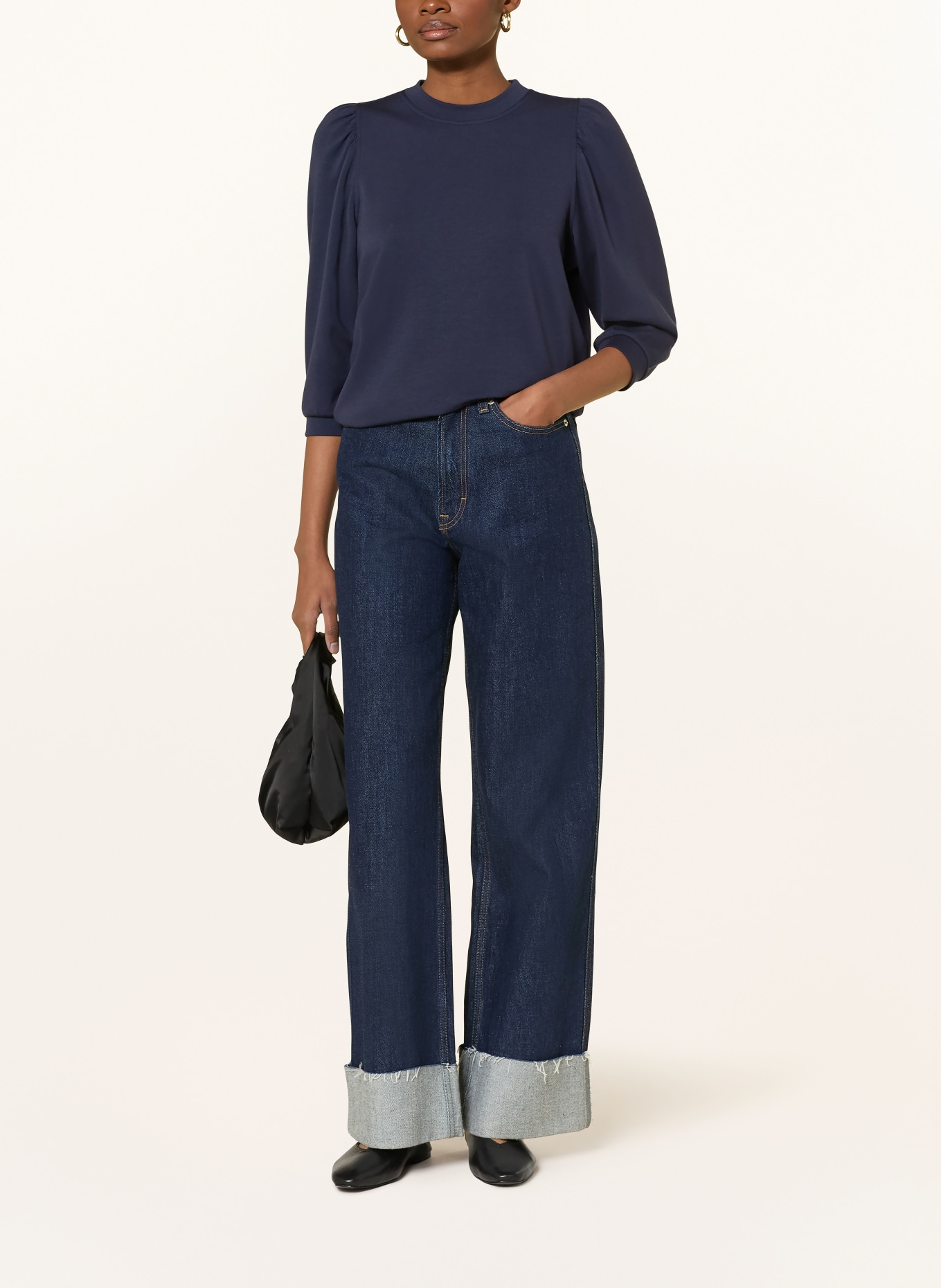 Rich & Royal Shirt with 3/4-length sleeves: DARK BLUE