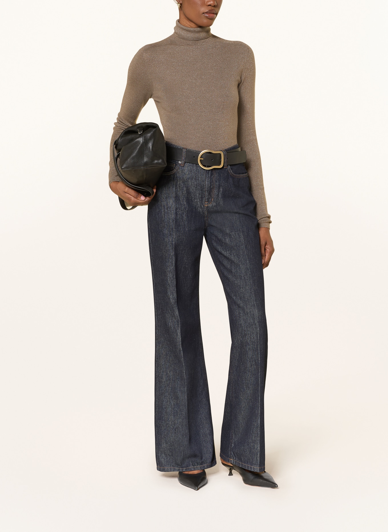 COS STEVIE sweater with glitter yarn: TAUPE / SILVER