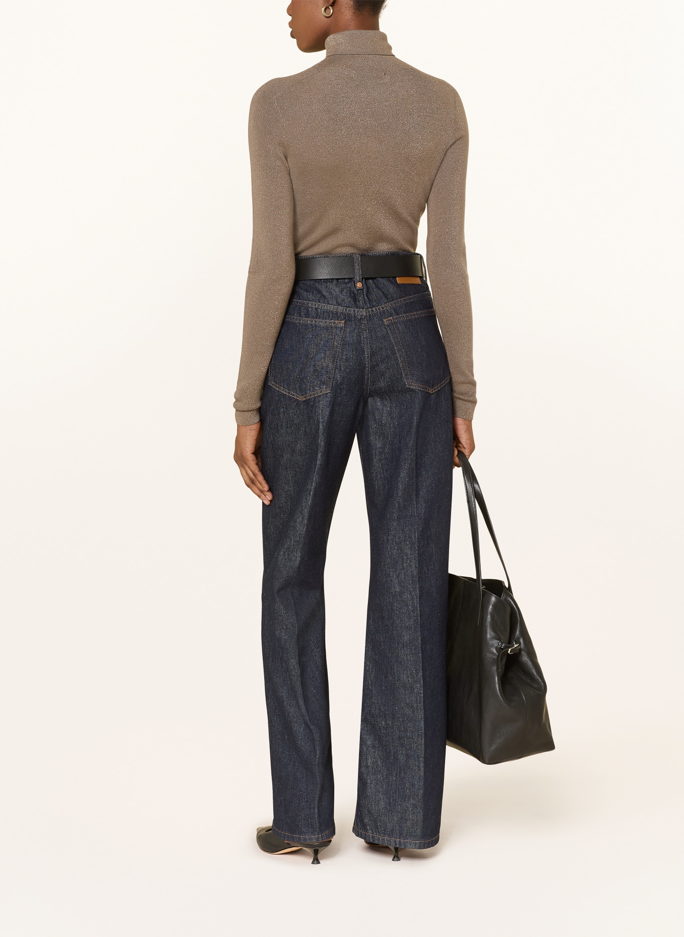 COS STEVIE sweater with glitter yarn: TAUPE / SILVER