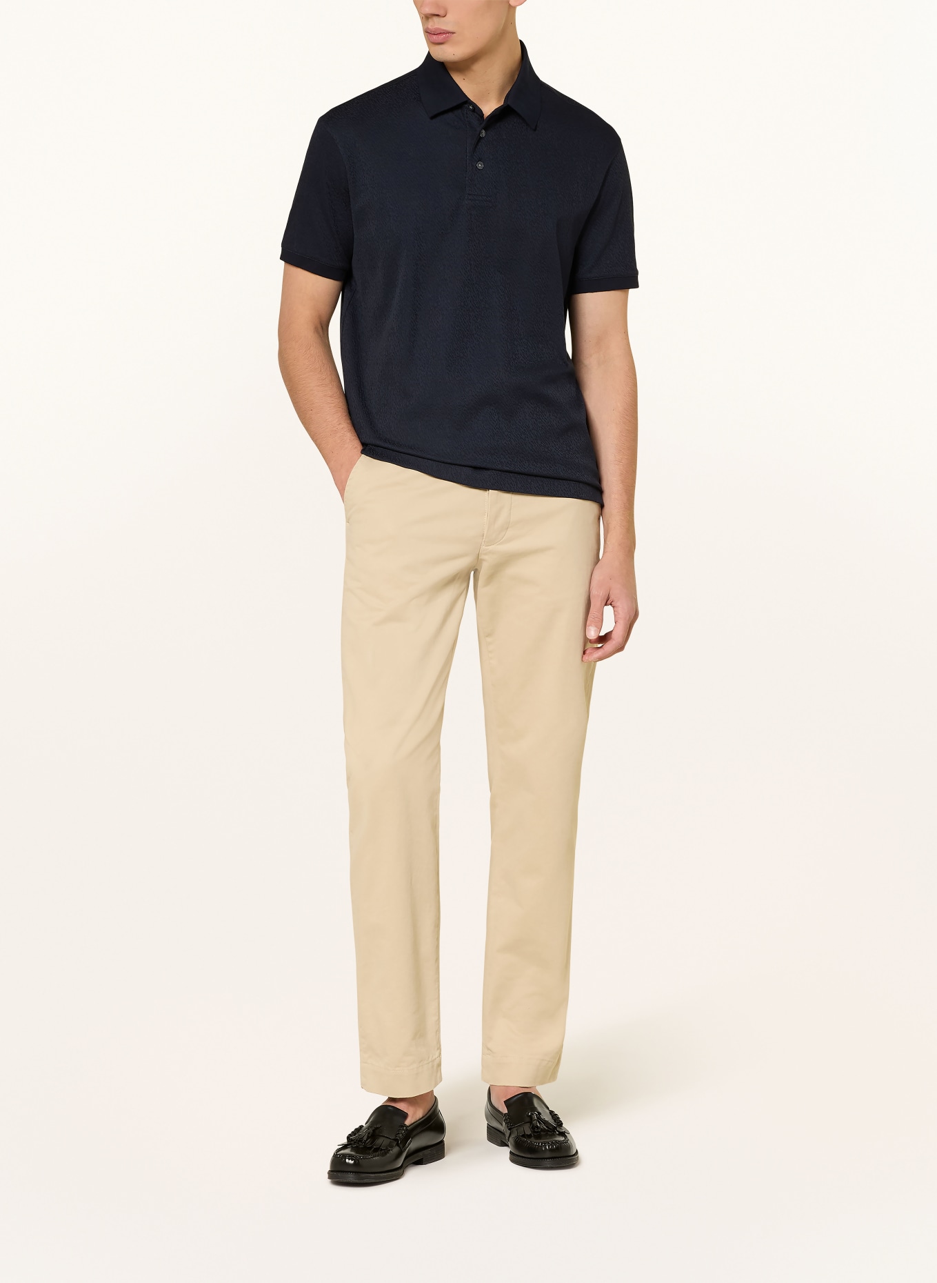 EMPORIO ARMANI Jacquard-Poloshirt Regular Fit: DUNKELBLAU