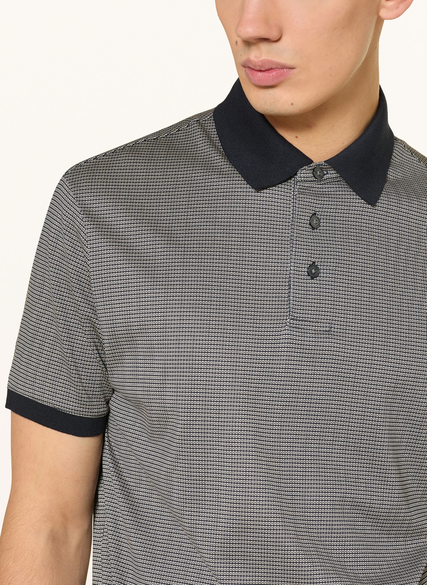 EMPORIO ARMANI jersey polo shirt: BLACK / BEIGE