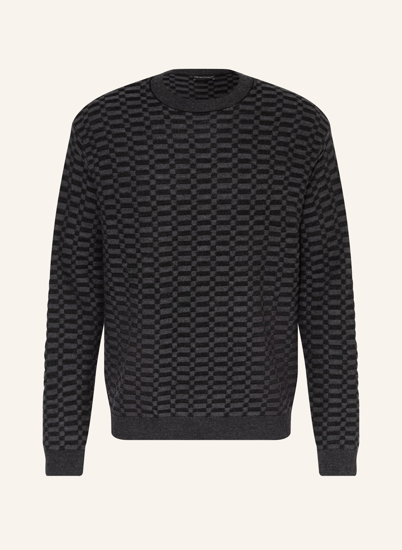 EMPORIO ARMANI svetr: ČERNÁ / TMAVĚ ŠEDÁ