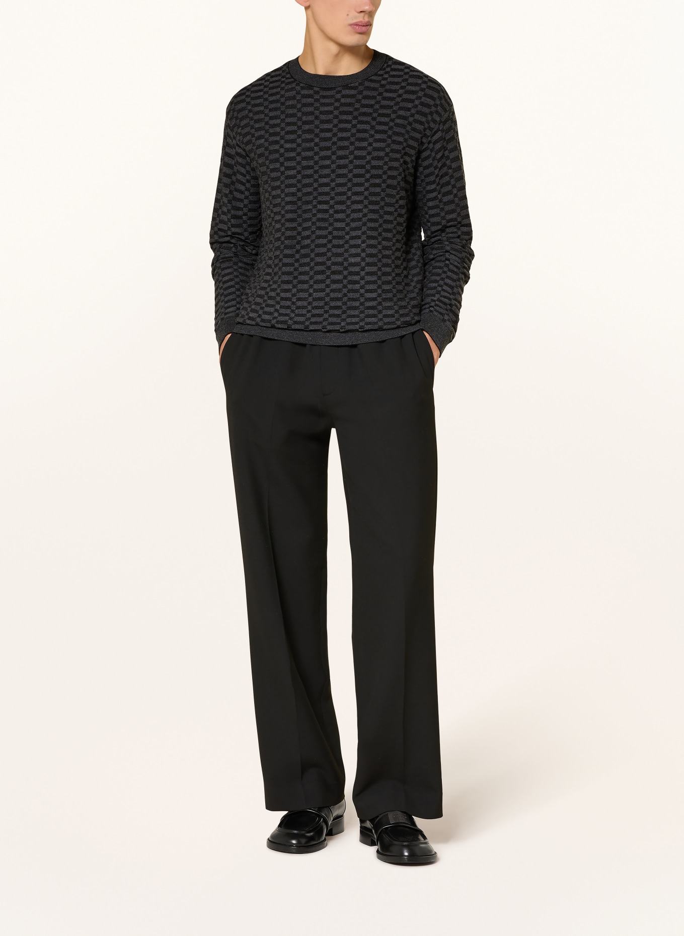 EMPORIO ARMANI svetr: ČERNÁ / TMAVĚ ŠEDÁ