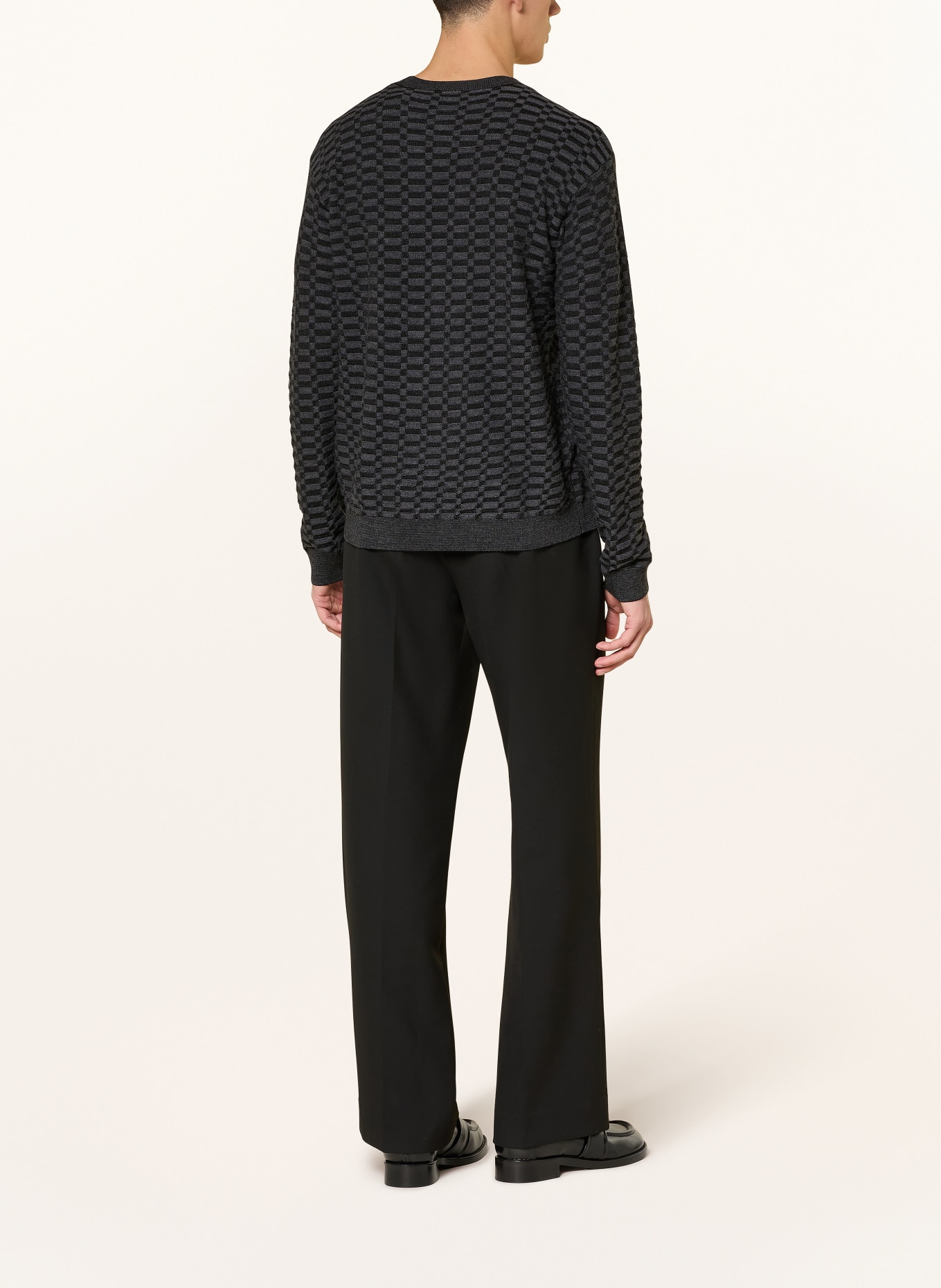 EMPORIO ARMANI svetr: ČERNÁ / TMAVĚ ŠEDÁ