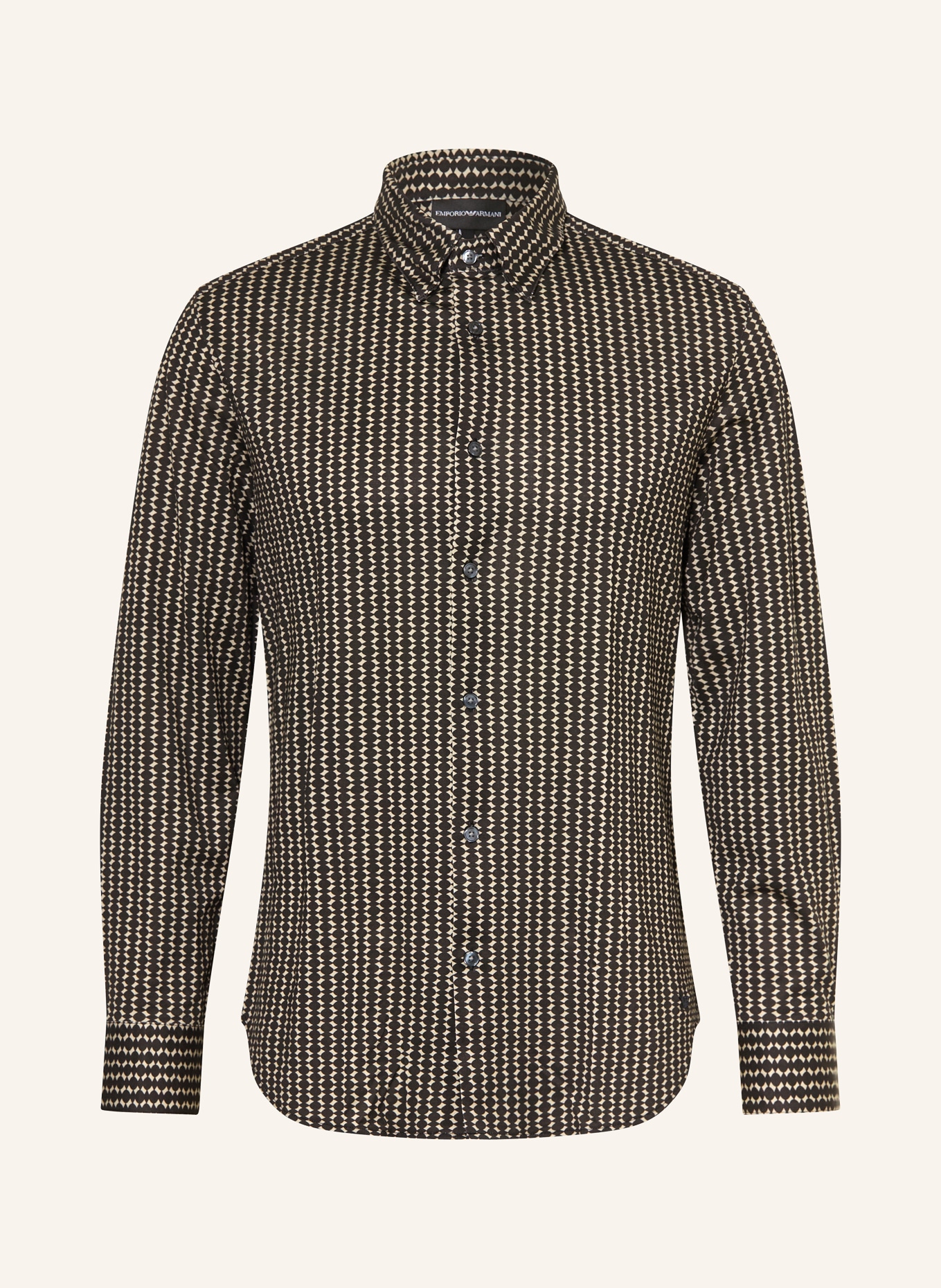 EMPORIO ARMANI Regular fit jersey shirt: DARK BROWN / BEIGE