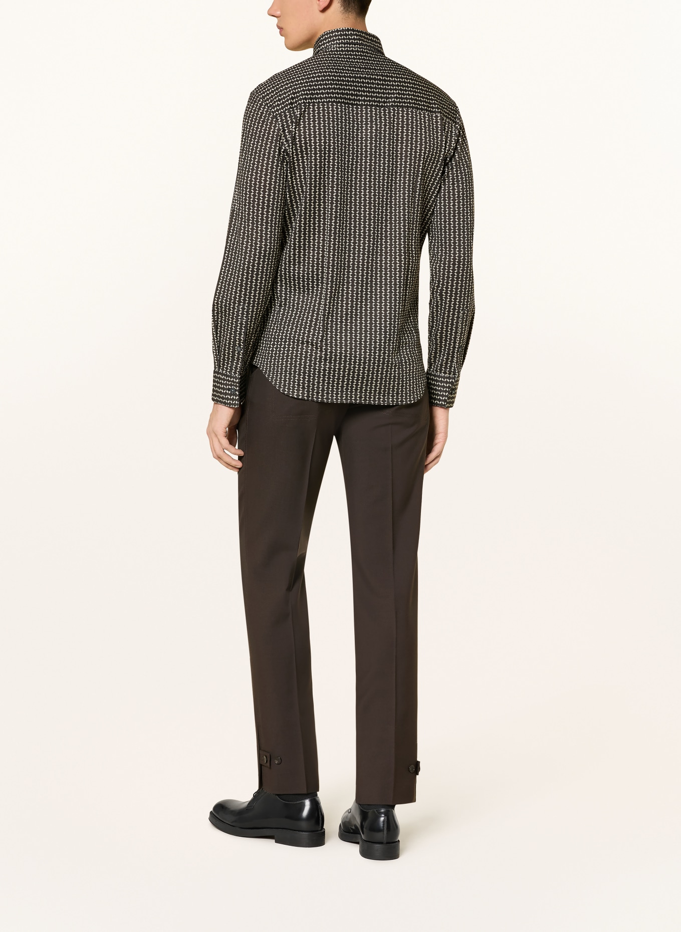 EMPORIO ARMANI Regular fit jersey shirt: DARK BROWN / BEIGE