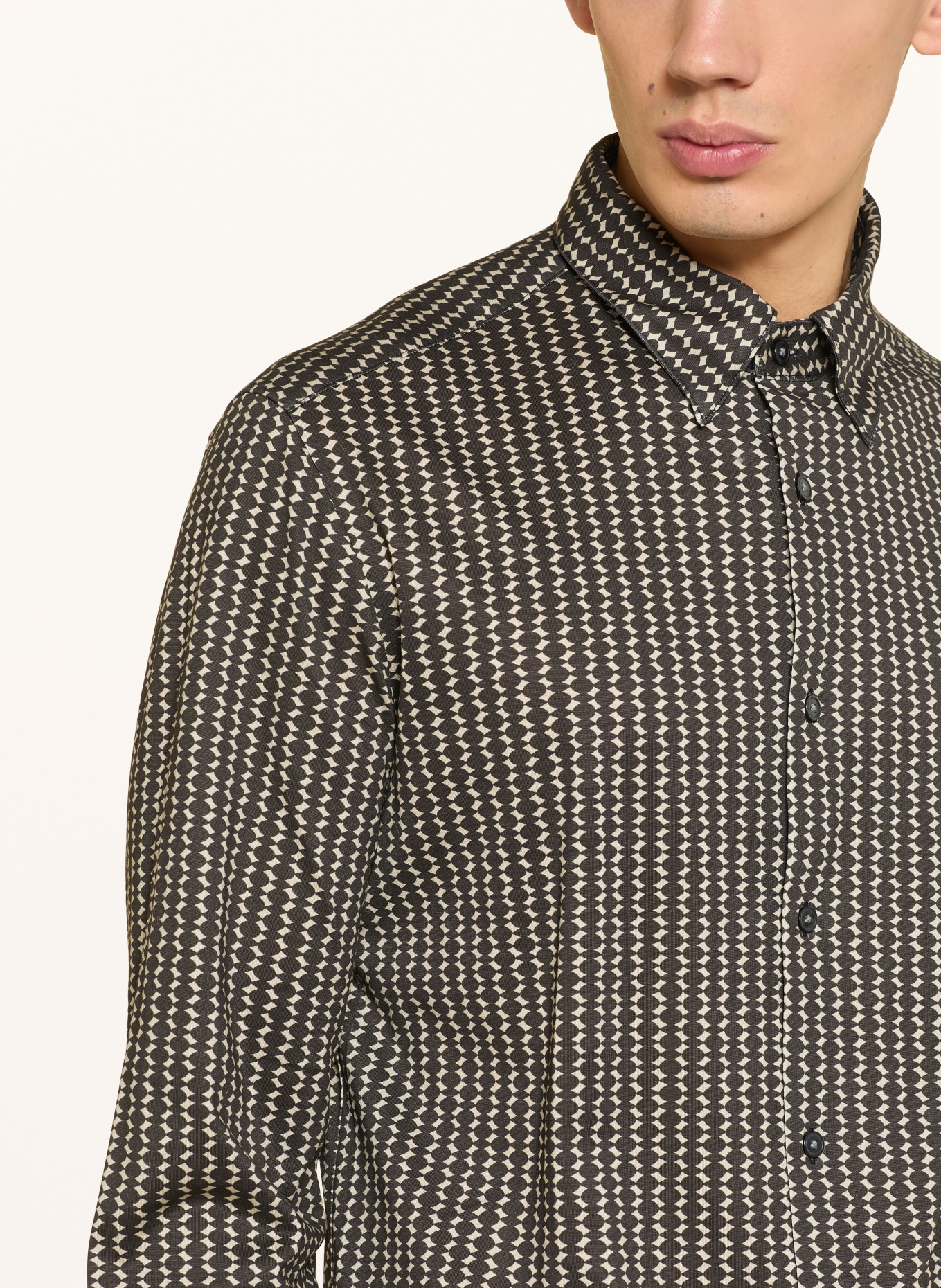 EMPORIO ARMANI Jersey shirt Regular Fit: MARRON FONCÉ / BEIGE