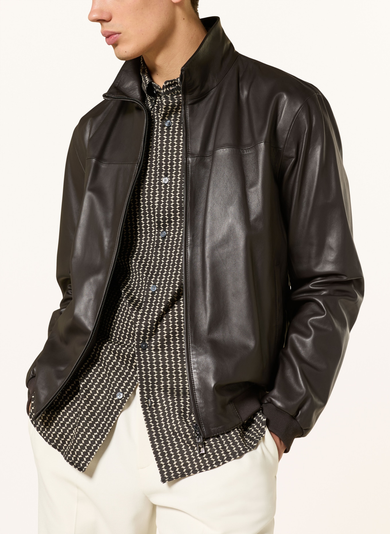 EMPORIO ARMANI Jersey shirt Regular Fit: MARRON FONCÉ / BEIGE