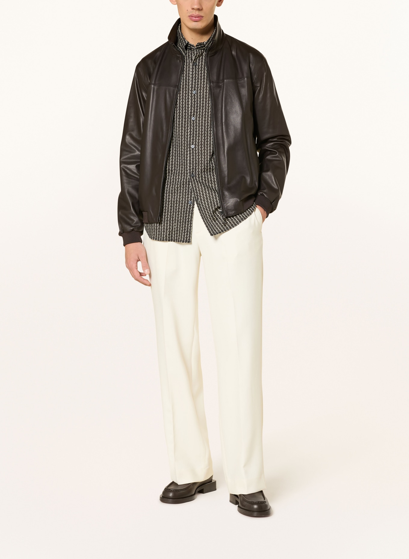 EMPORIO ARMANI Leren jas: MARRON FONCÉ