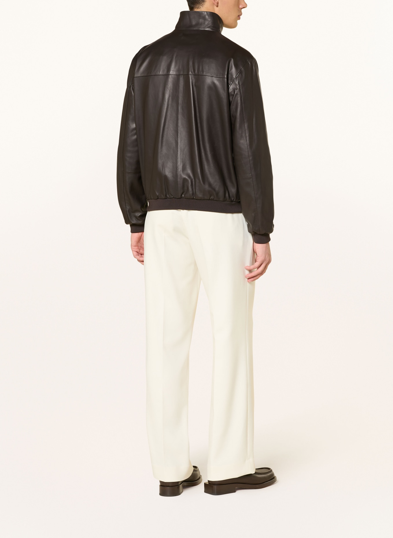 EMPORIO ARMANI Leren jas: MARRON FONCÉ