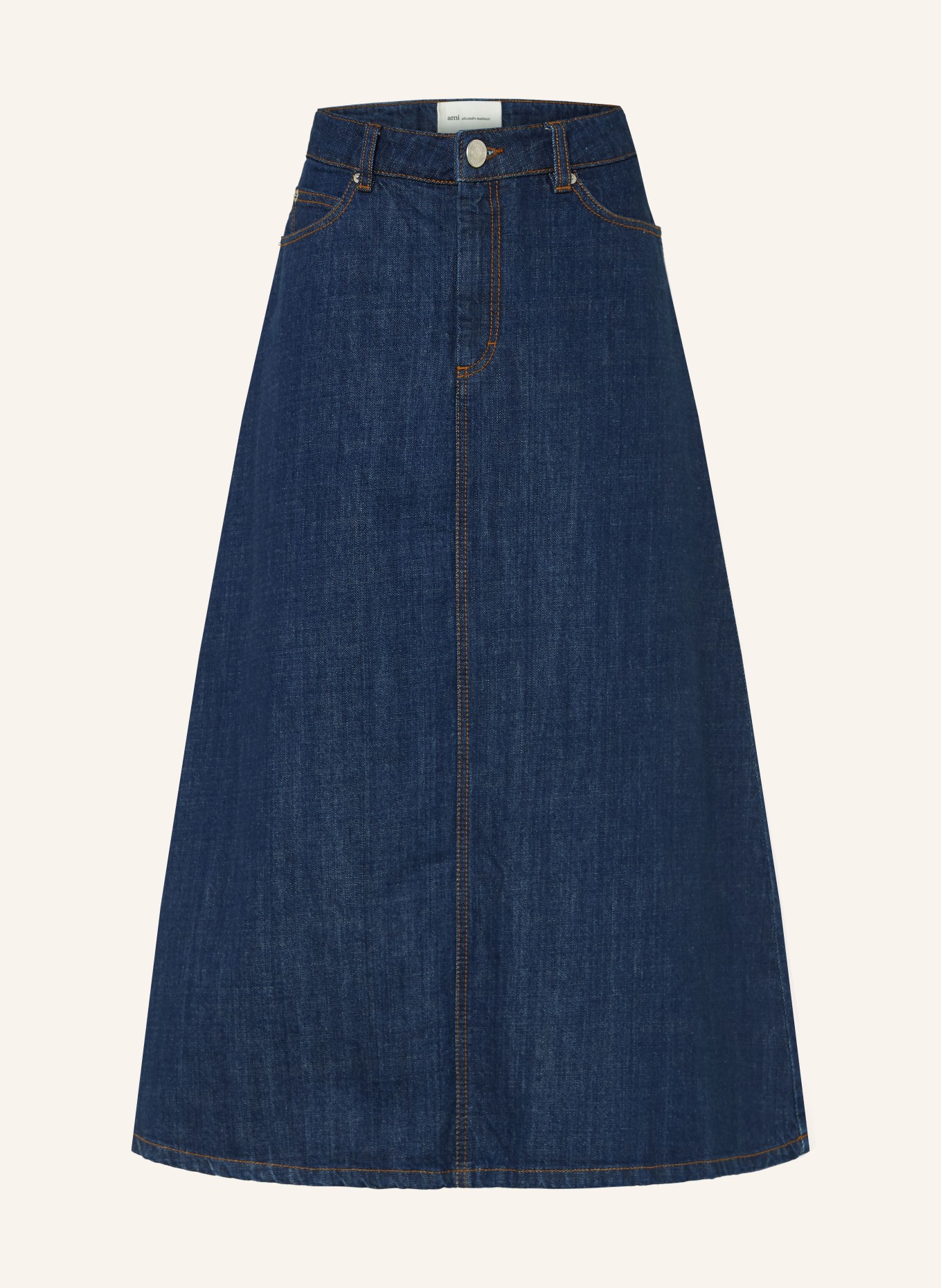 AMI PARIS džínová sukně: TMAVĚ MODRÁ