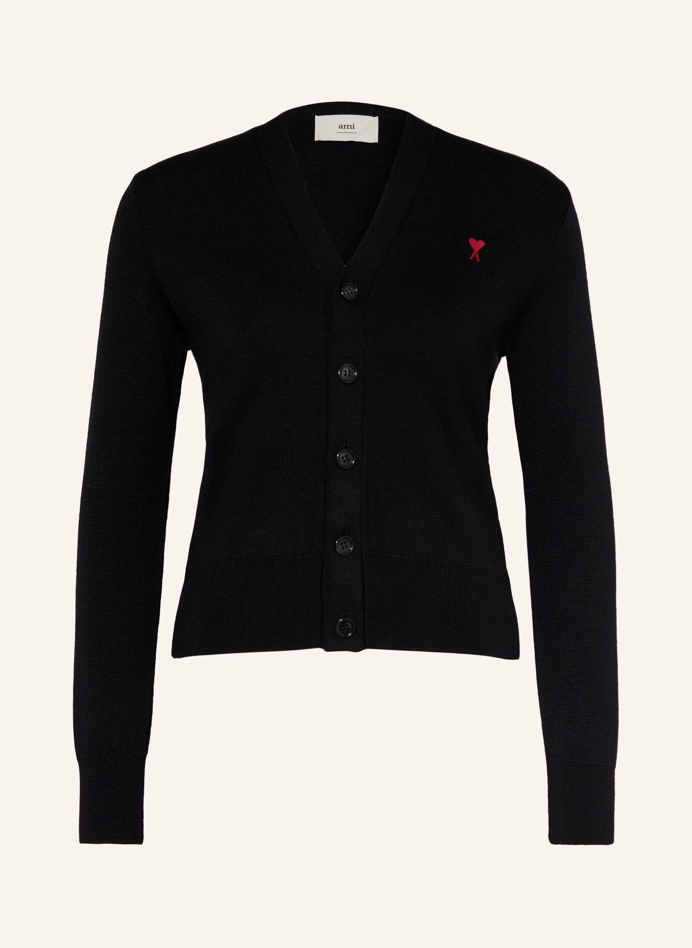 AMI PARIS Strickjacke aus Merinowolle: SCHWARZ / DUNKELROT