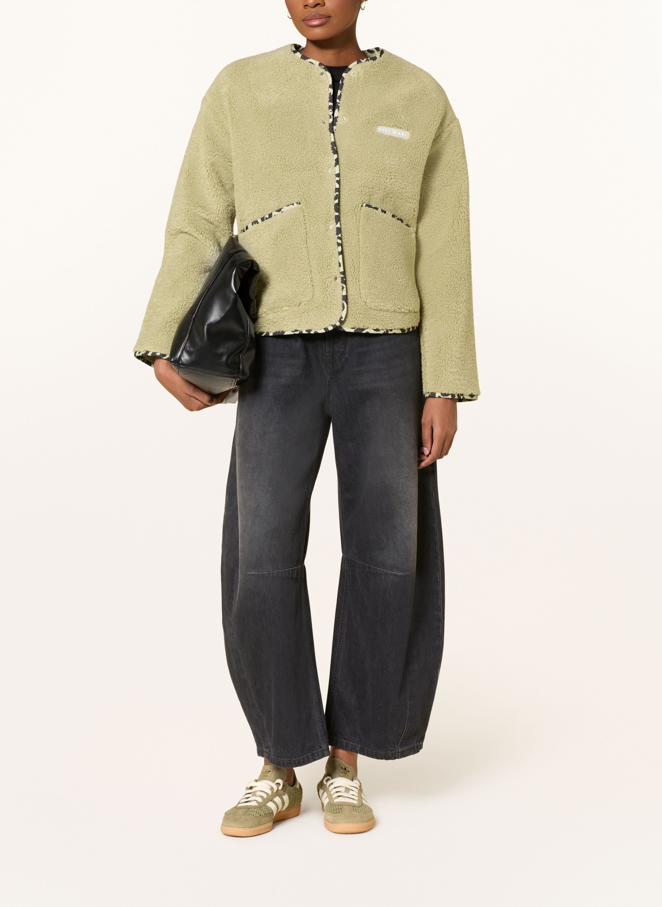 VIVI MARI teddy fur jacket: LIGHT GREEN