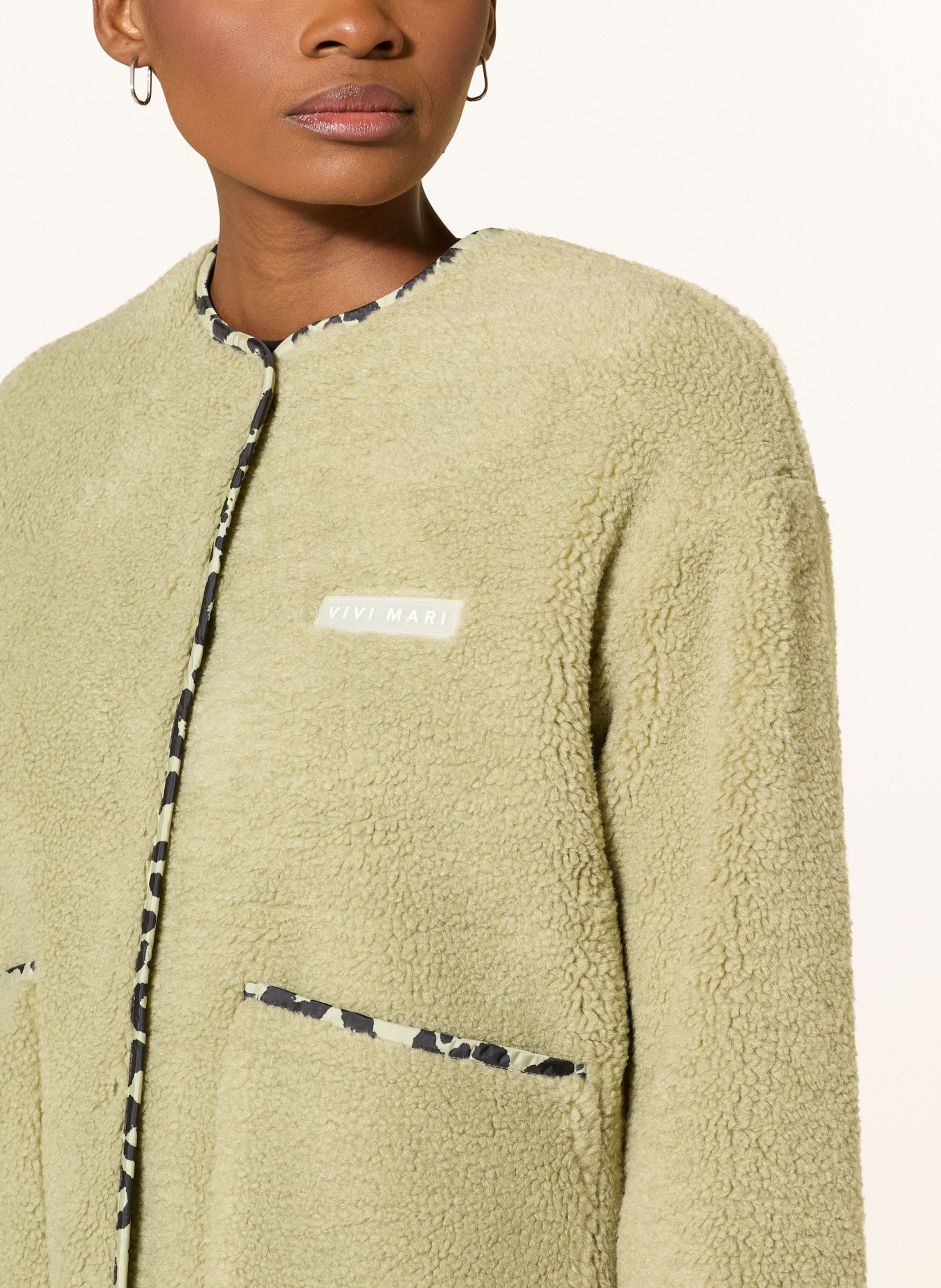 VIVI MARI teddy fur jacket: LIGHT GREEN