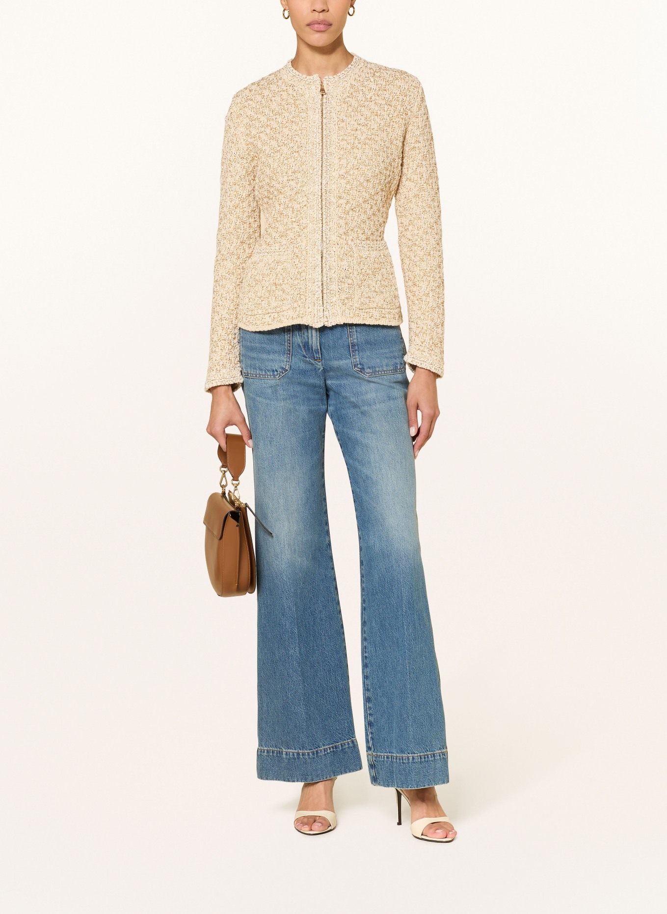 FABIANA FILIPPI Cardigan with sequins: CREAM / GOLD